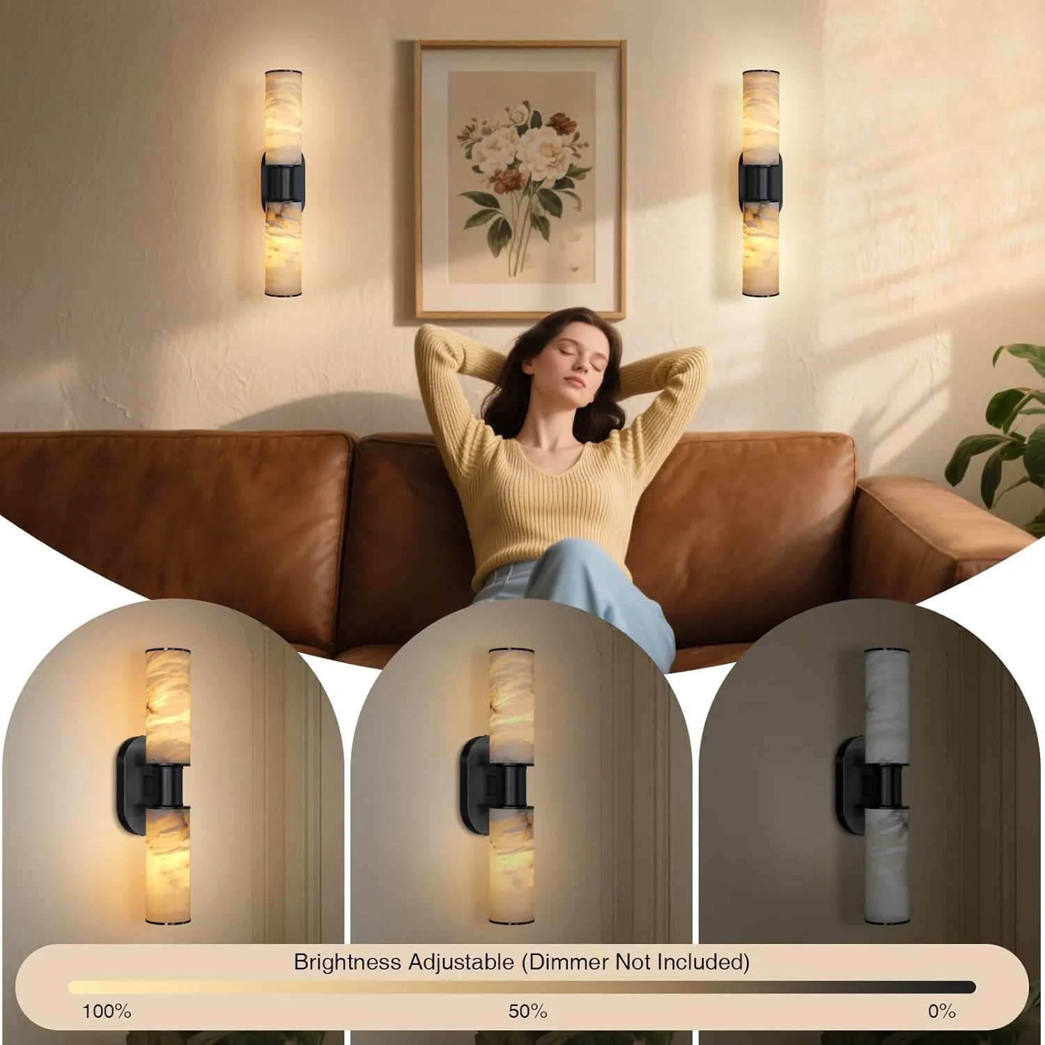 Design 18 Alabaster Tube Wall Sconce image 3