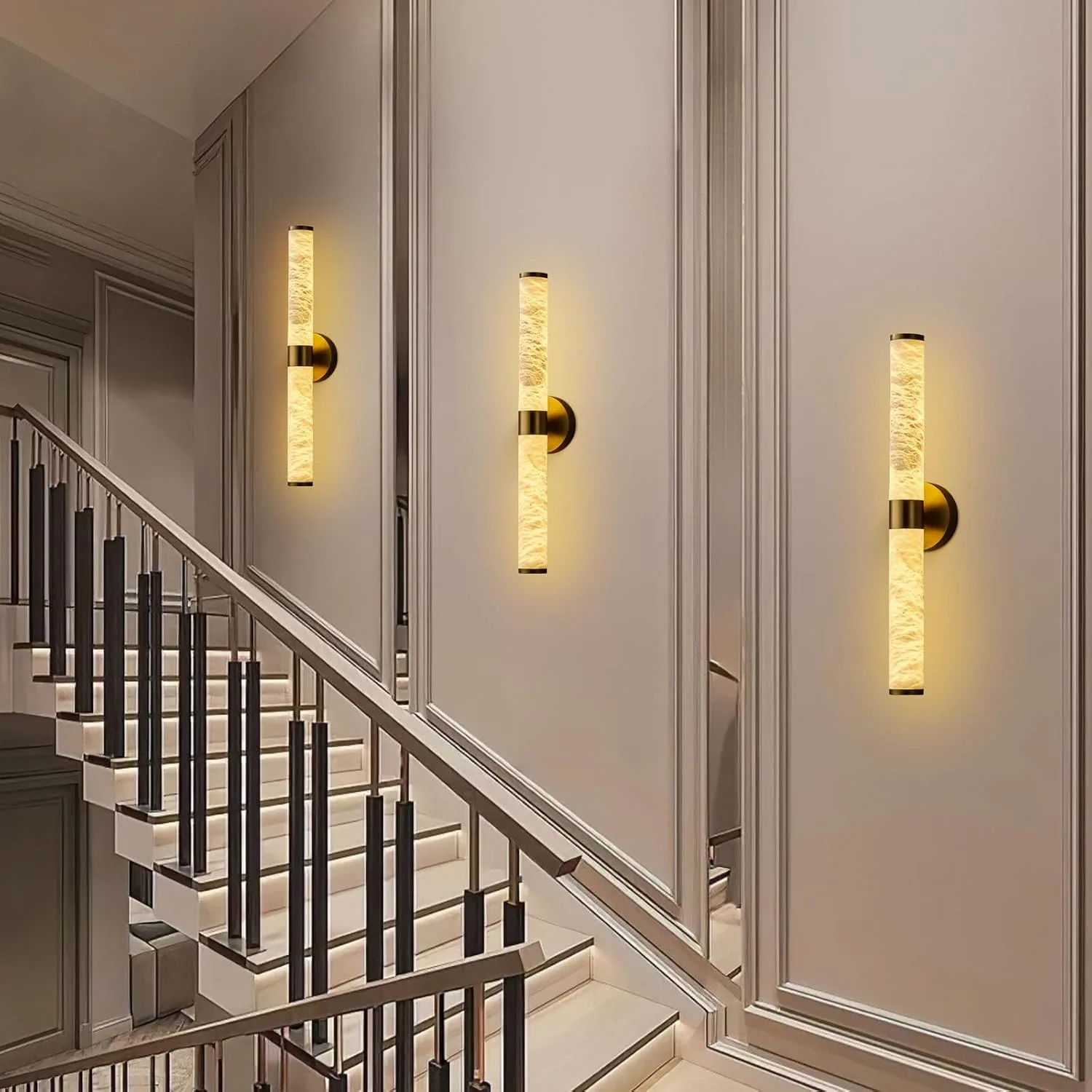 Lustrous Alabaster Tube Wall Sconce image 3