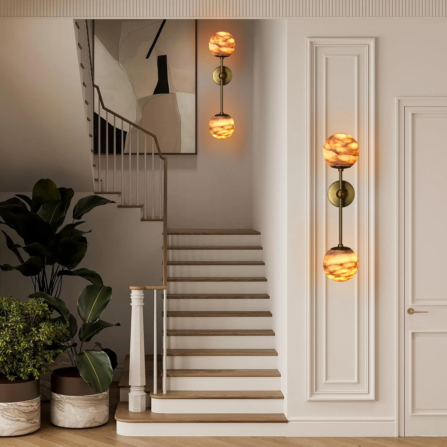 Amber Alabaster Globe Wall Sconce image 3