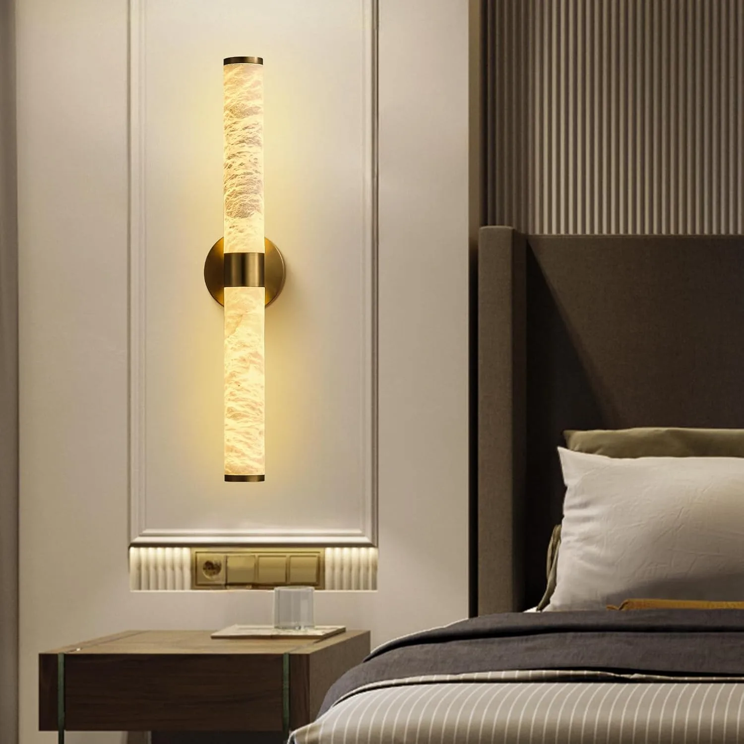 Lustrous Alabaster Tube Wall Sconce image 2