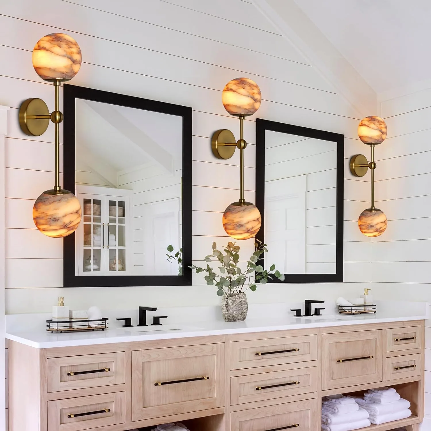 Amber Alabaster Globe Wall Sconce image 5