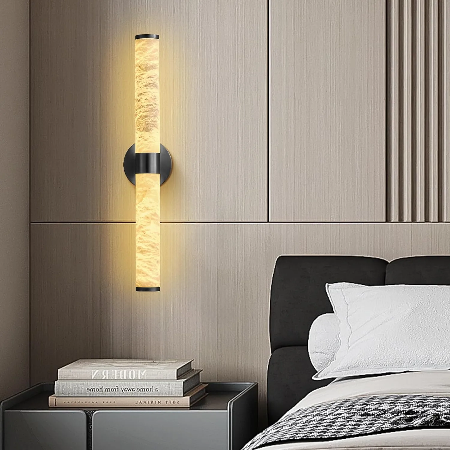 Lustrous Alabaster Tube Wall Sconce image 4