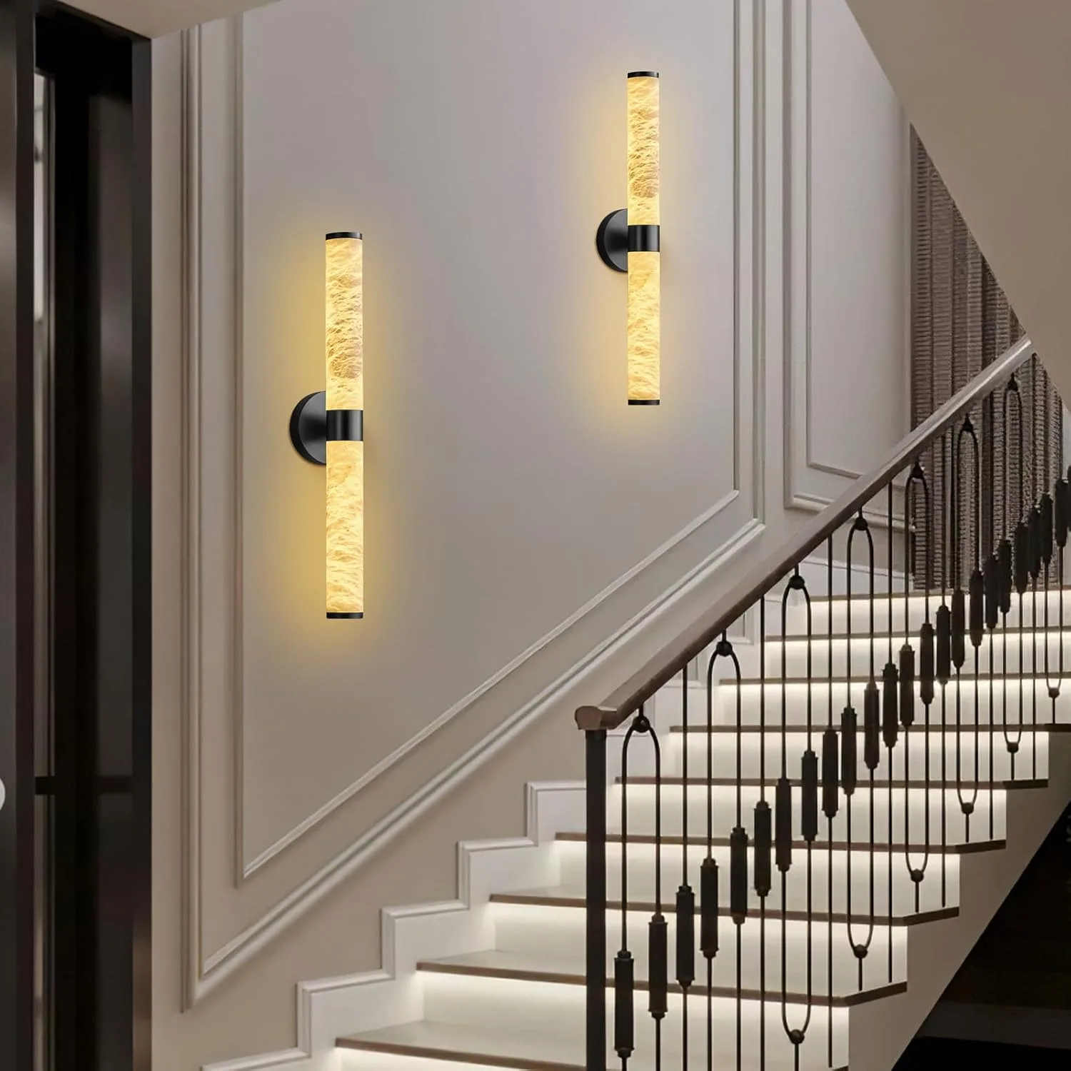 Lustrous Alabaster Tube Wall Sconce image 5