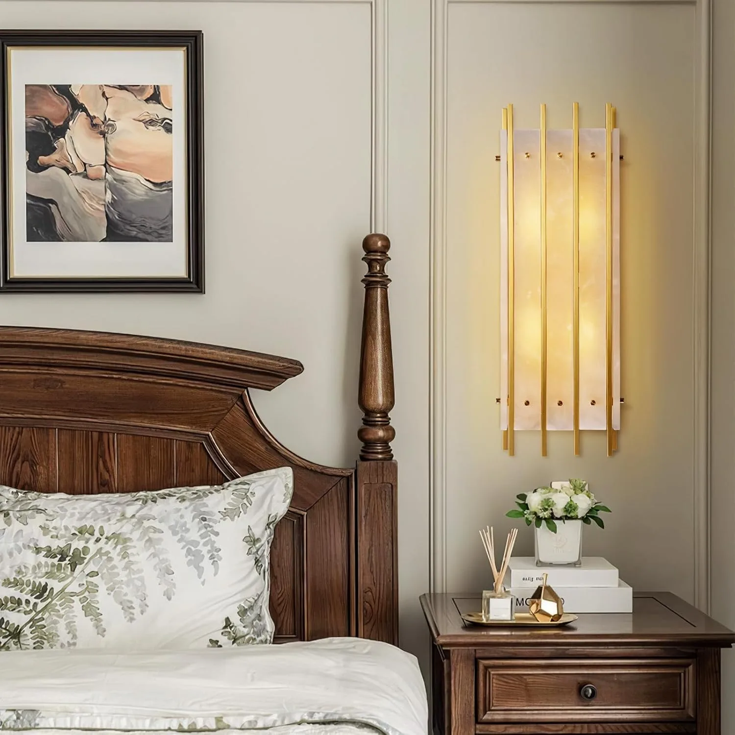Gilded Alabaster Linear Wall Sconce image 3
