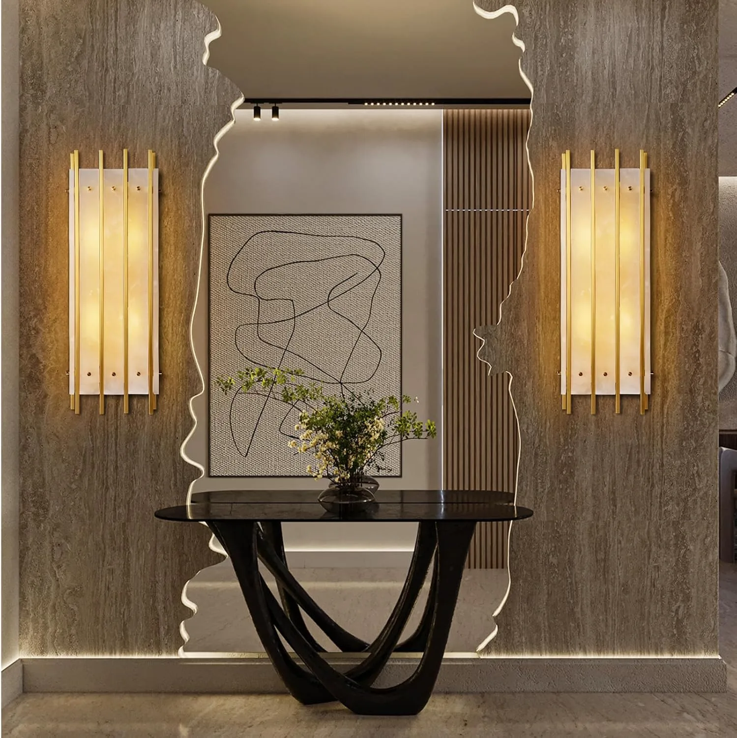 Gilded Alabaster Linear Wall Sconce image 2
