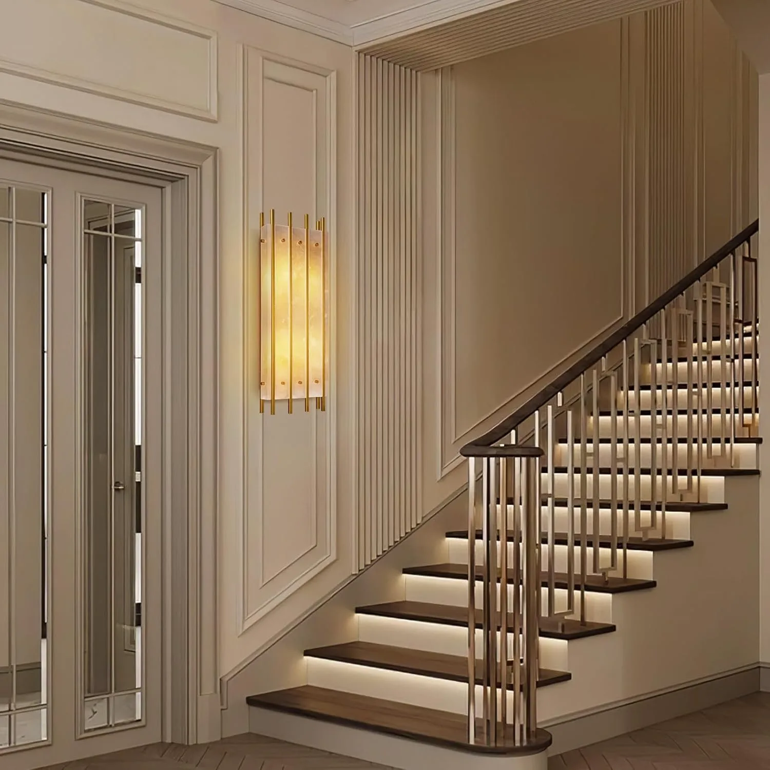 Gilded Alabaster Linear Wall Sconce image 4