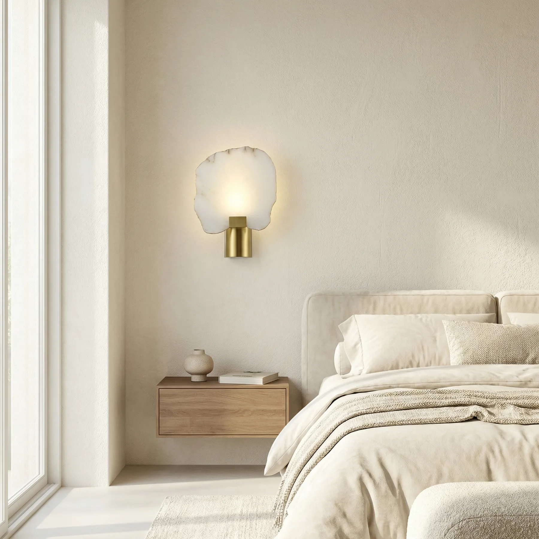 Luminous Alabaster Brass Wall Sconce image 4