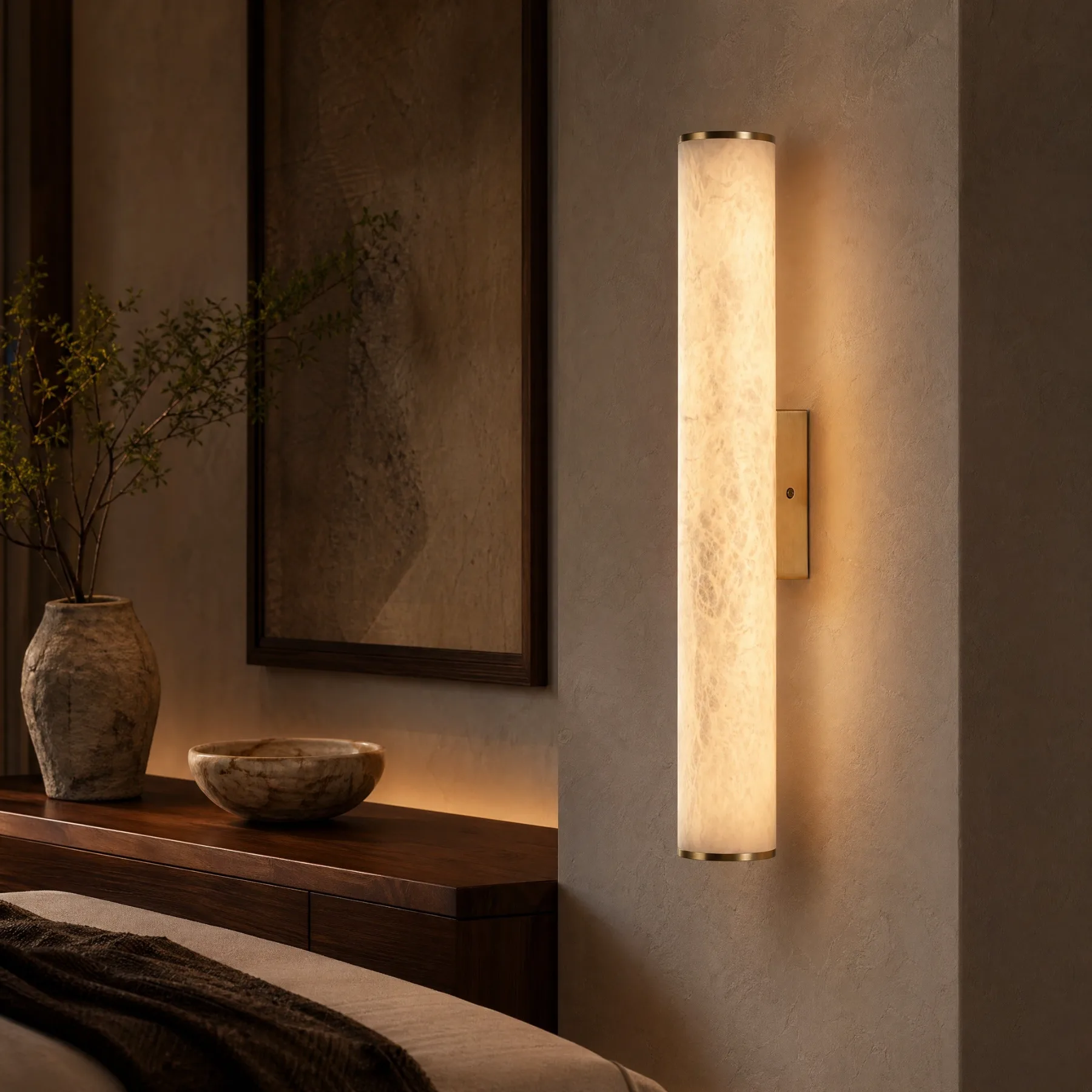 Luminous Alabaster Cylinder Wall Sconce image 3