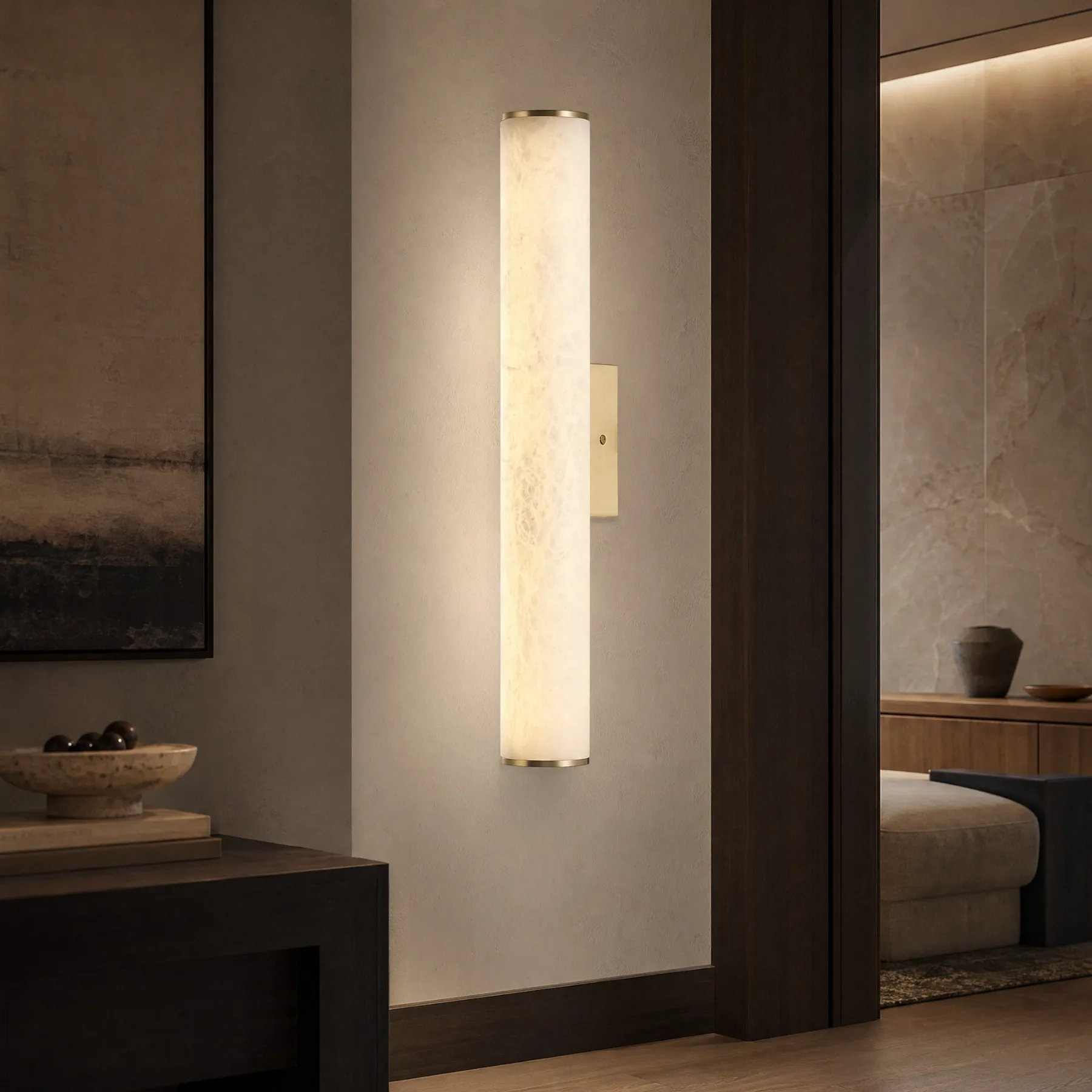 Luminous Alabaster Cylinder Wall Sconce image 5