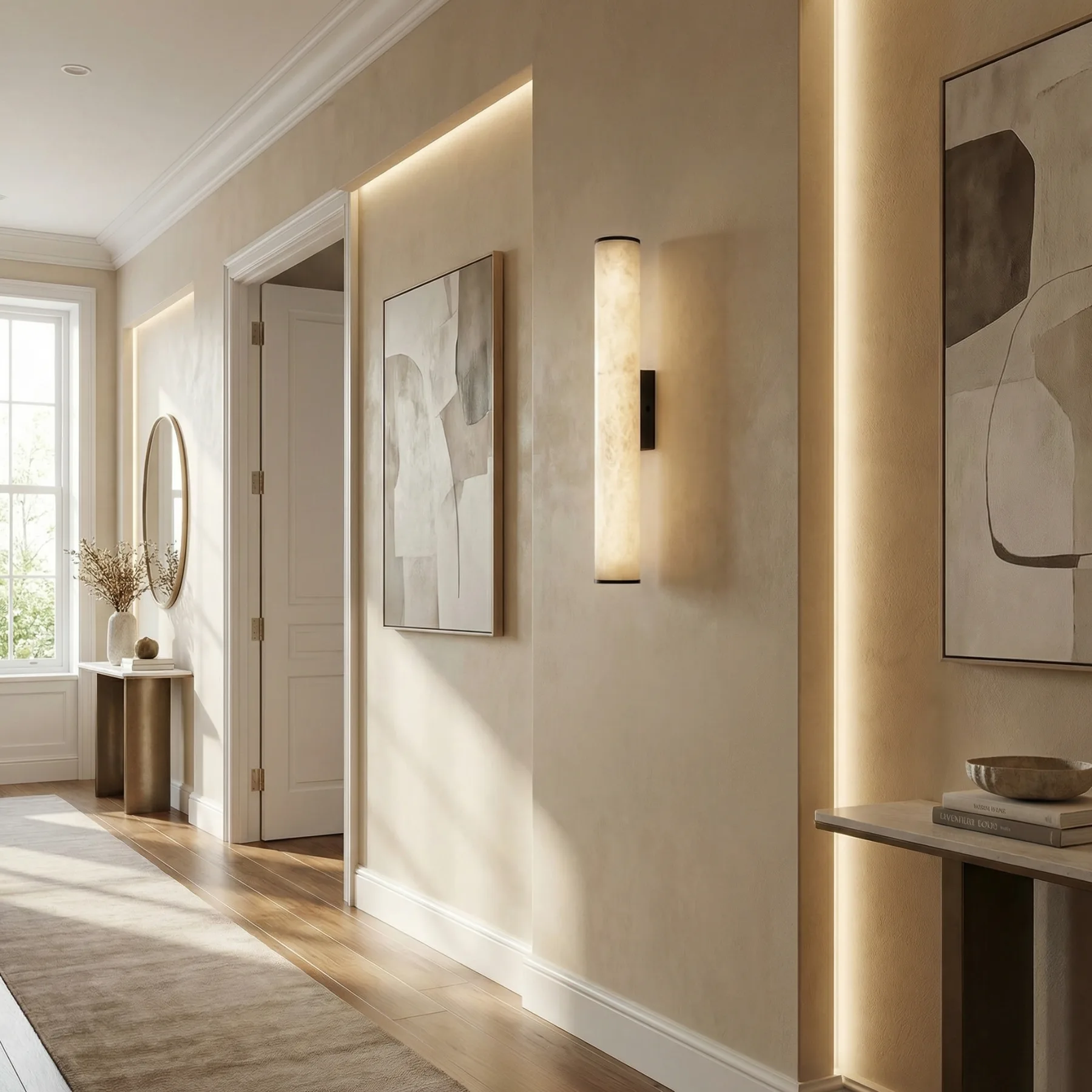 Luminous Alabaster Cylinder Wall Sconce image 4
