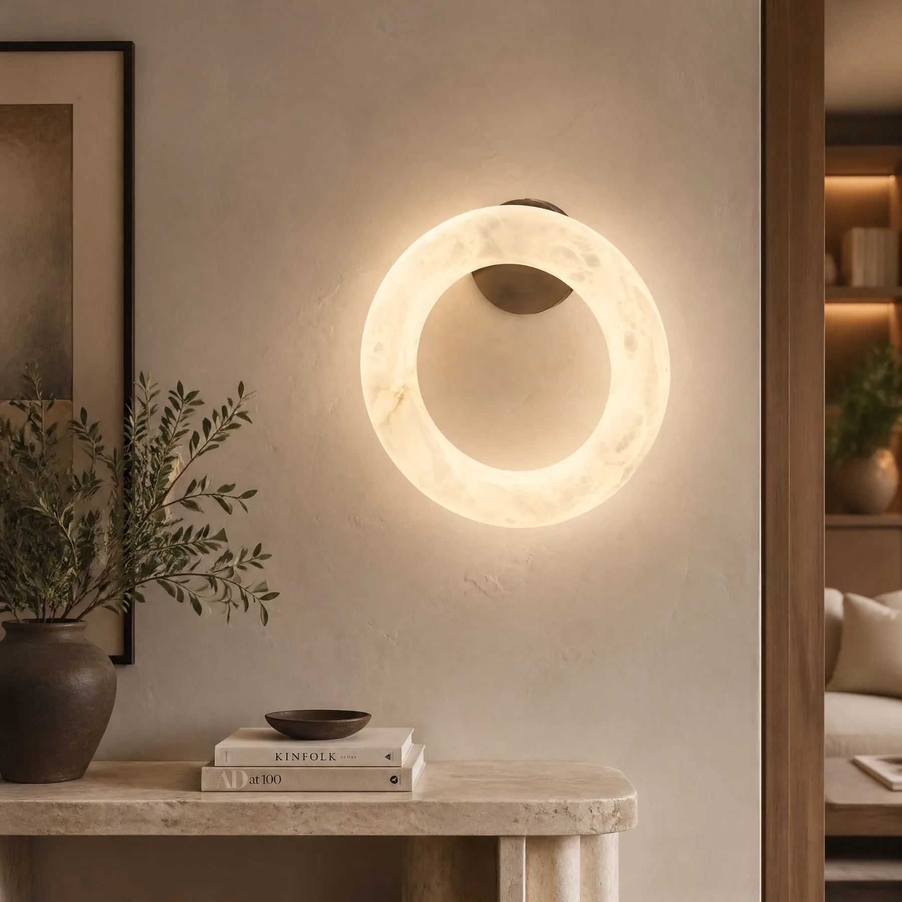 Luminous Alabaster Ring Wall Sconce image 3