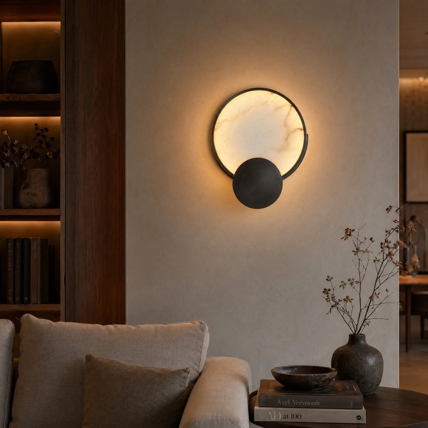Halo Alabaster Disc Wall Sconce image 3