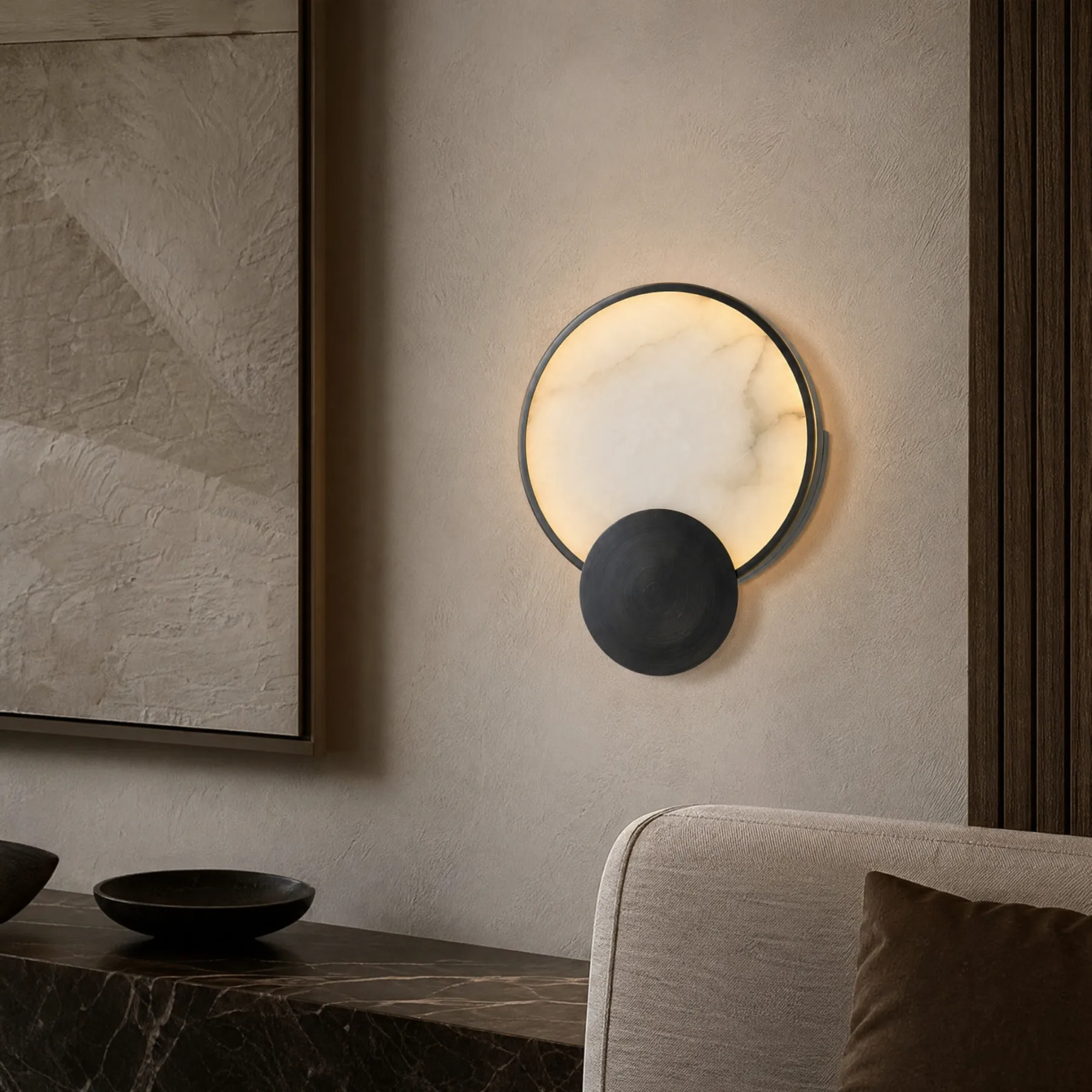 Halo Alabaster Disc Wall Sconce image 5