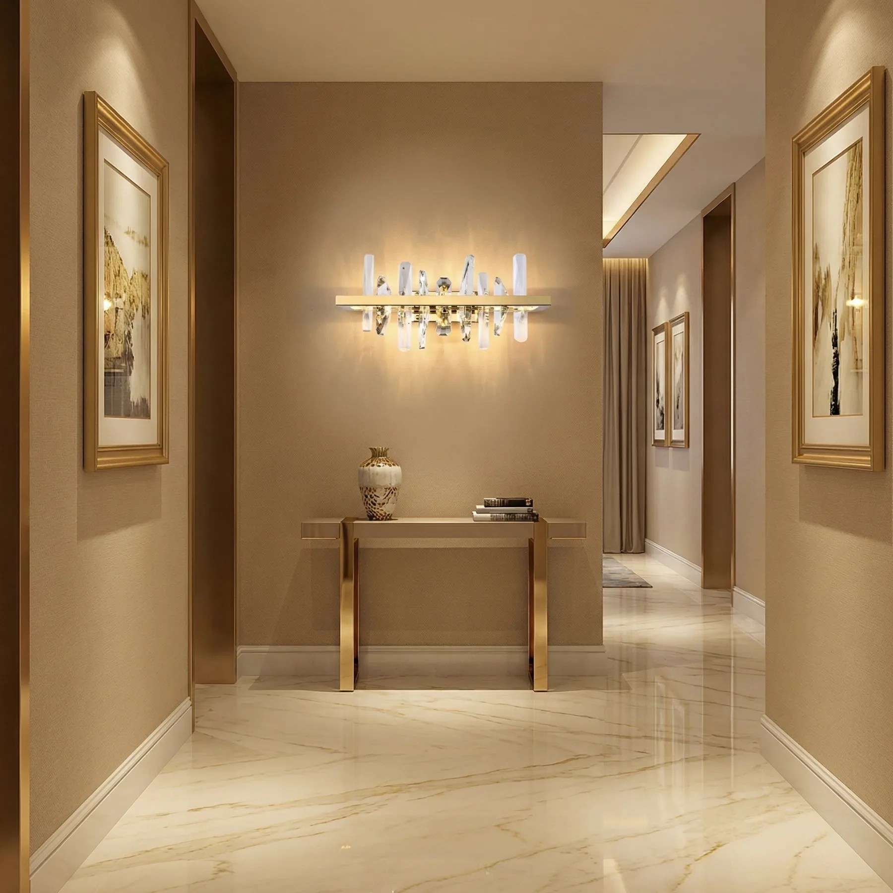 Gilded Crystal Bar Wall Sconce image 2