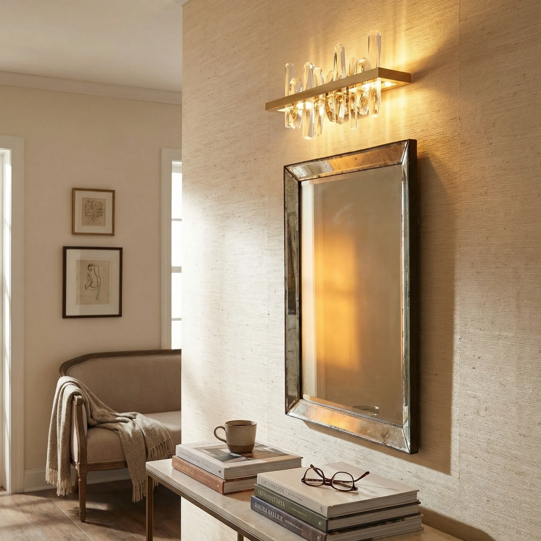 Gilded Crystal Bar Wall Sconce image 3