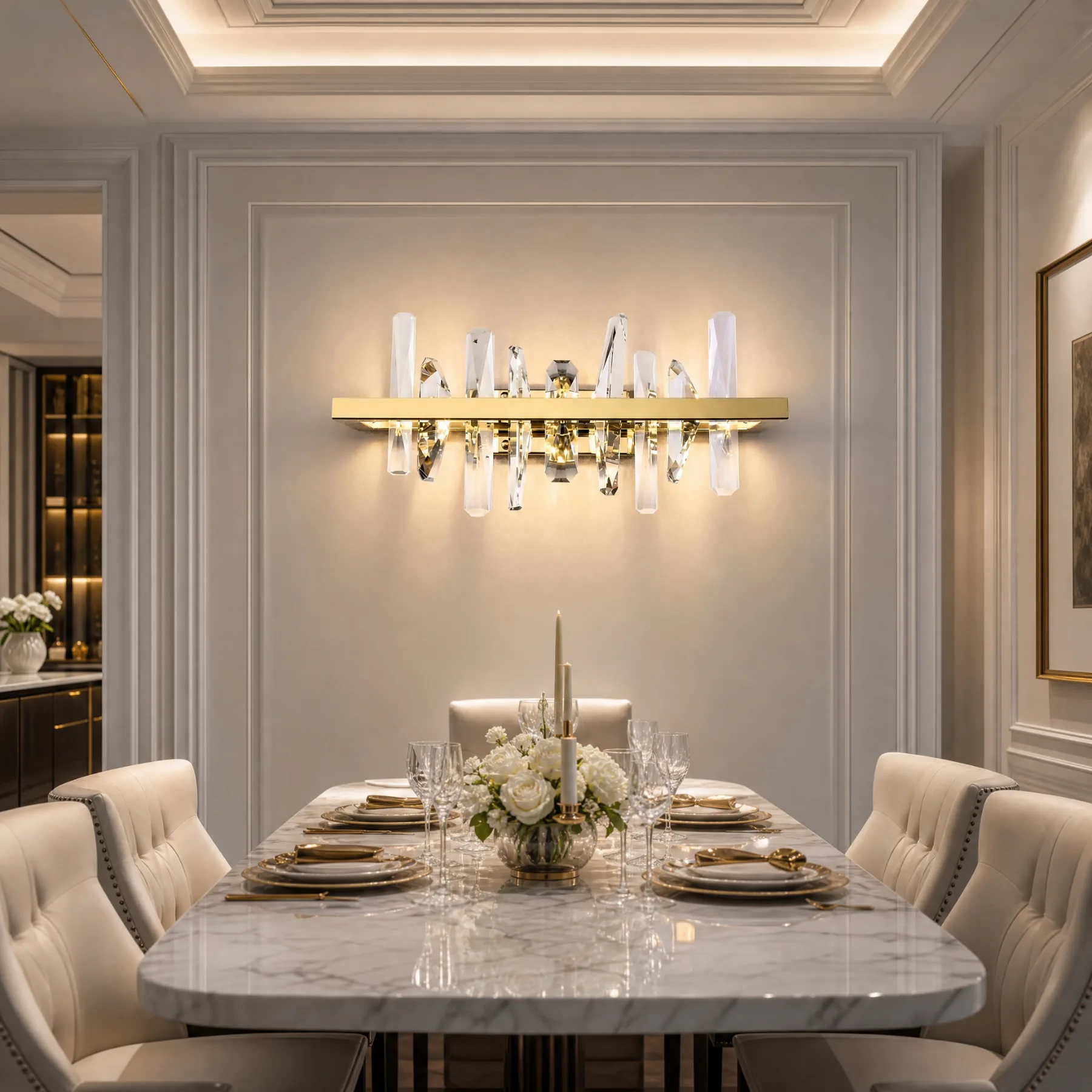 Gilded Crystal Bar Wall Sconce image 6