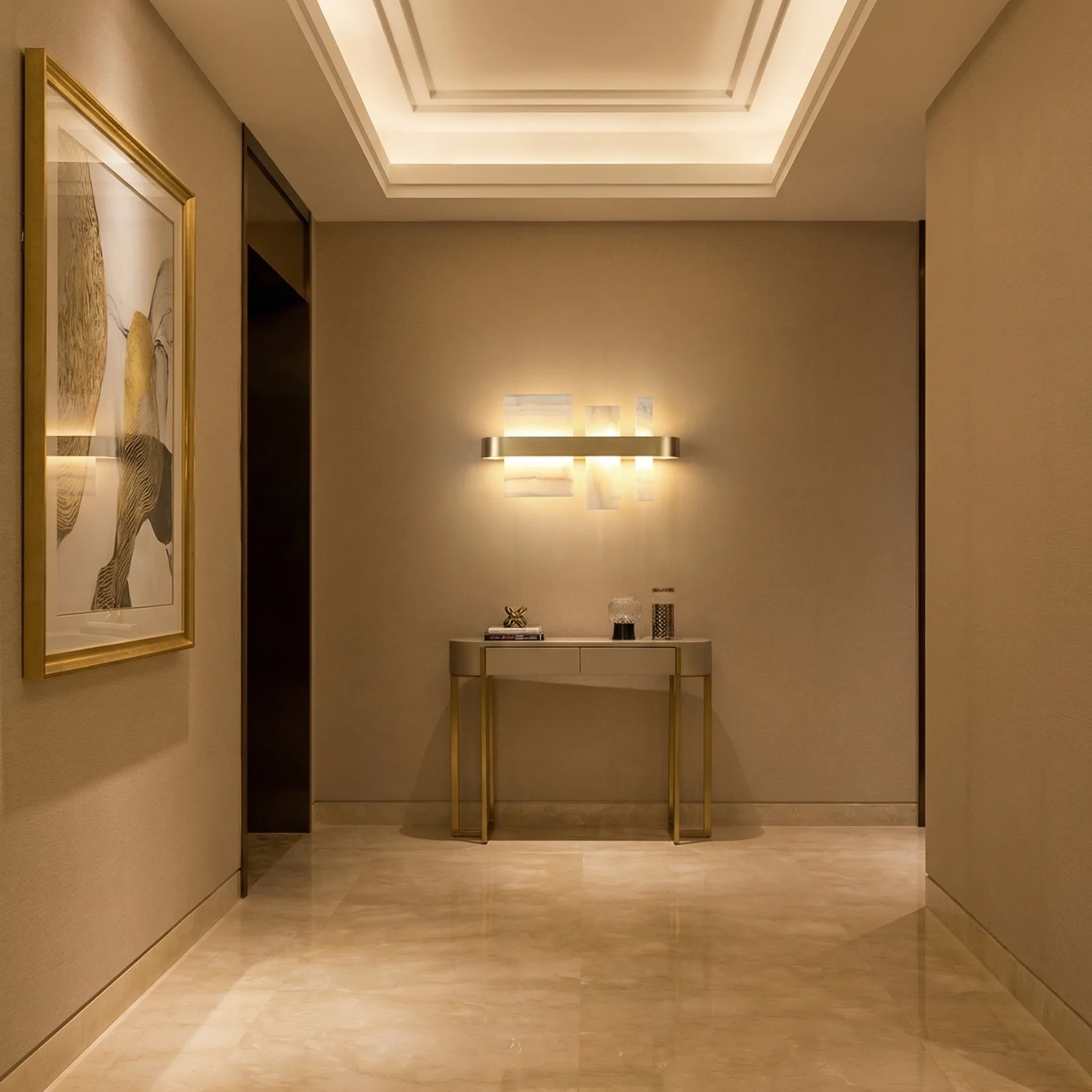 Serene Alabaster Brass Wall Sconce image 2