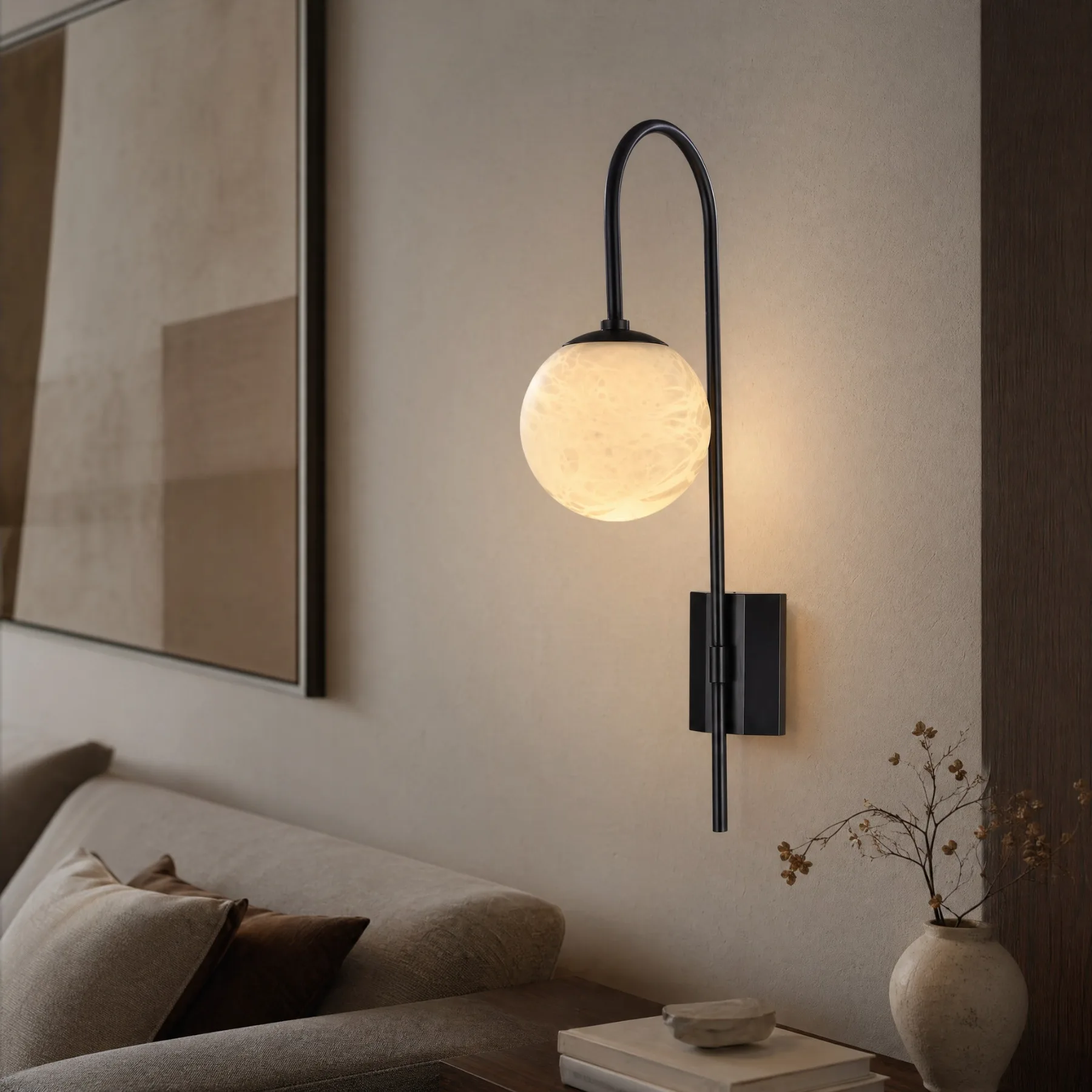 Arc Black Alabaster Globe Sconce image 4