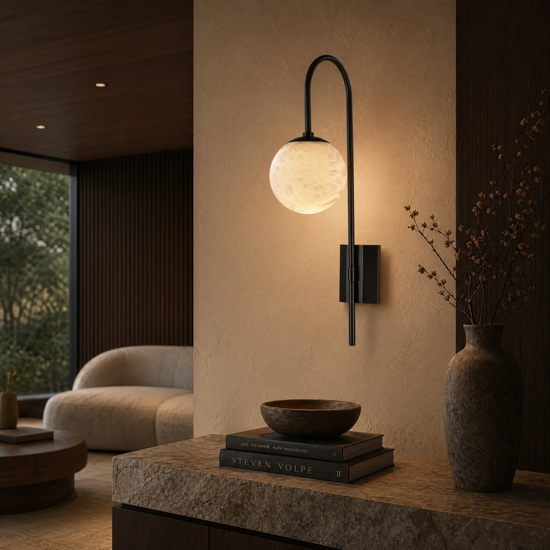 Arc Black Alabaster Globe Sconce image 5