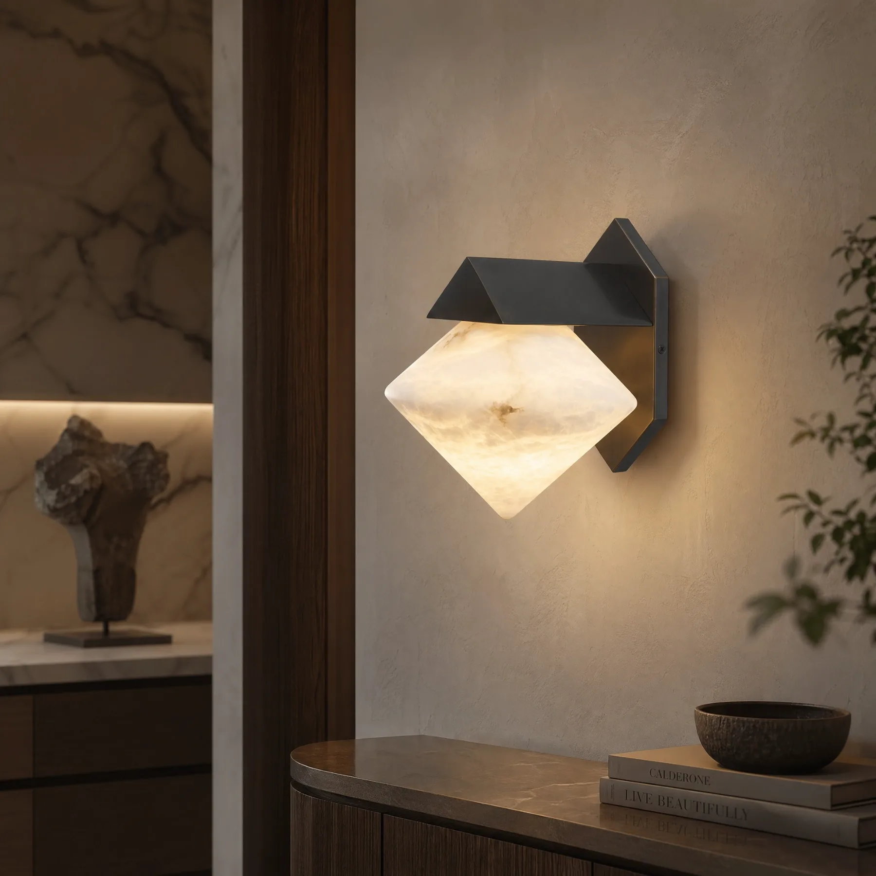Obsidian Alabaster Wall Sconce image 4