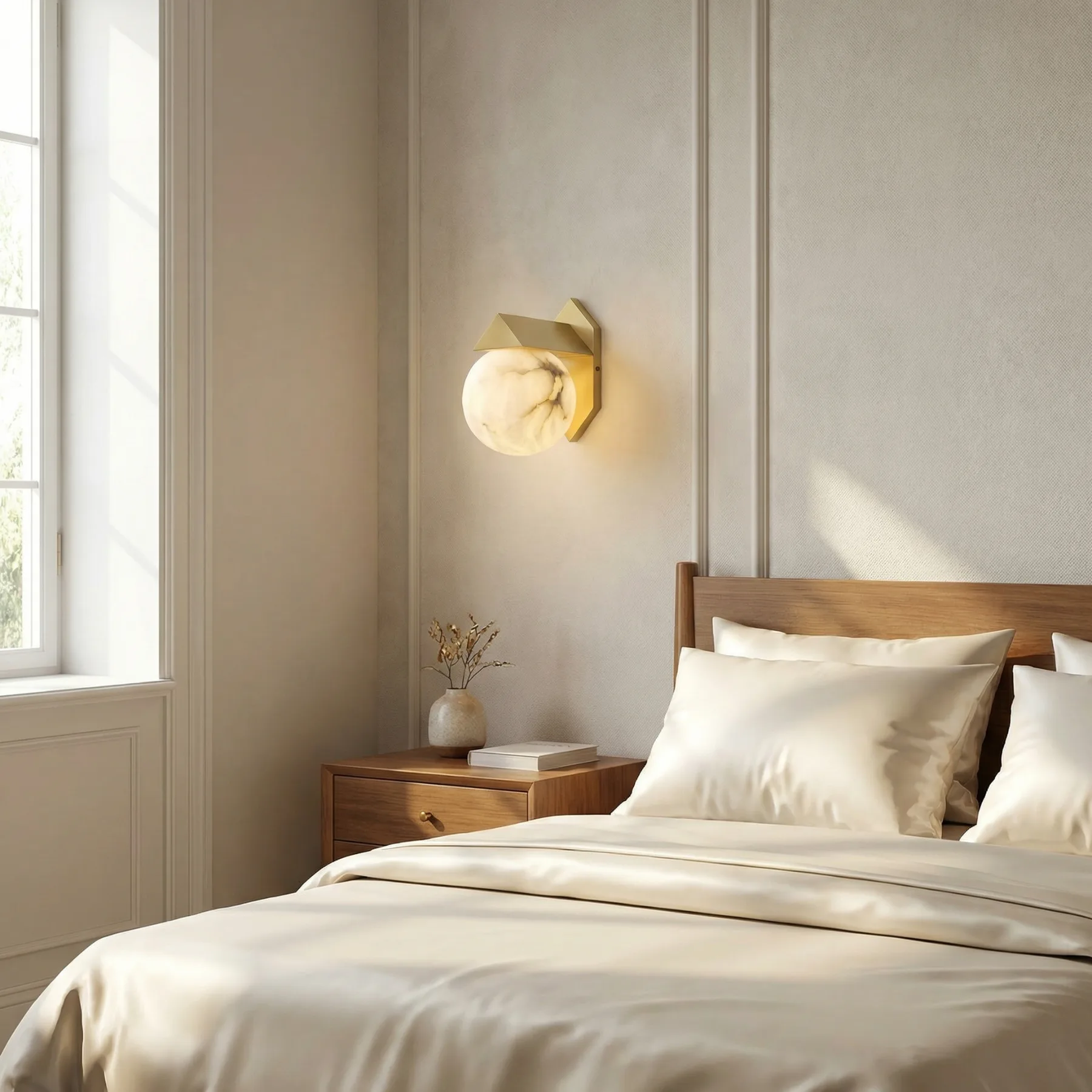 Gilded Alabaster Globe Wall Sconce image 4