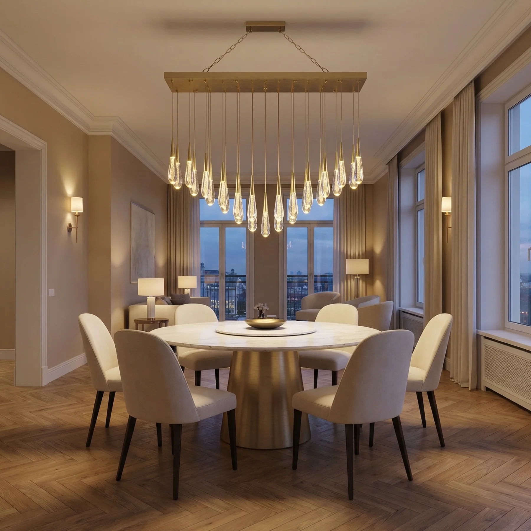 Gilded Raindrop Glass Chandelier image 2