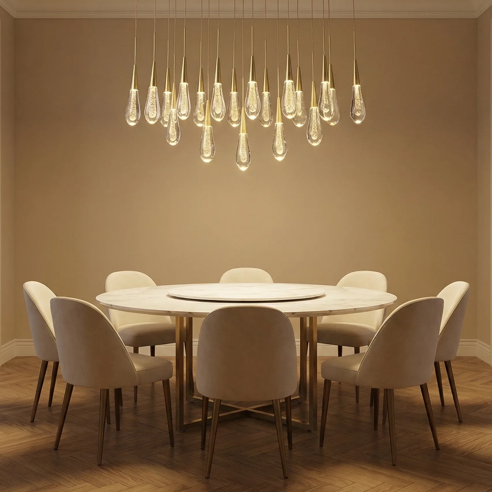 Gilded Raindrop Glass Chandelier image 3