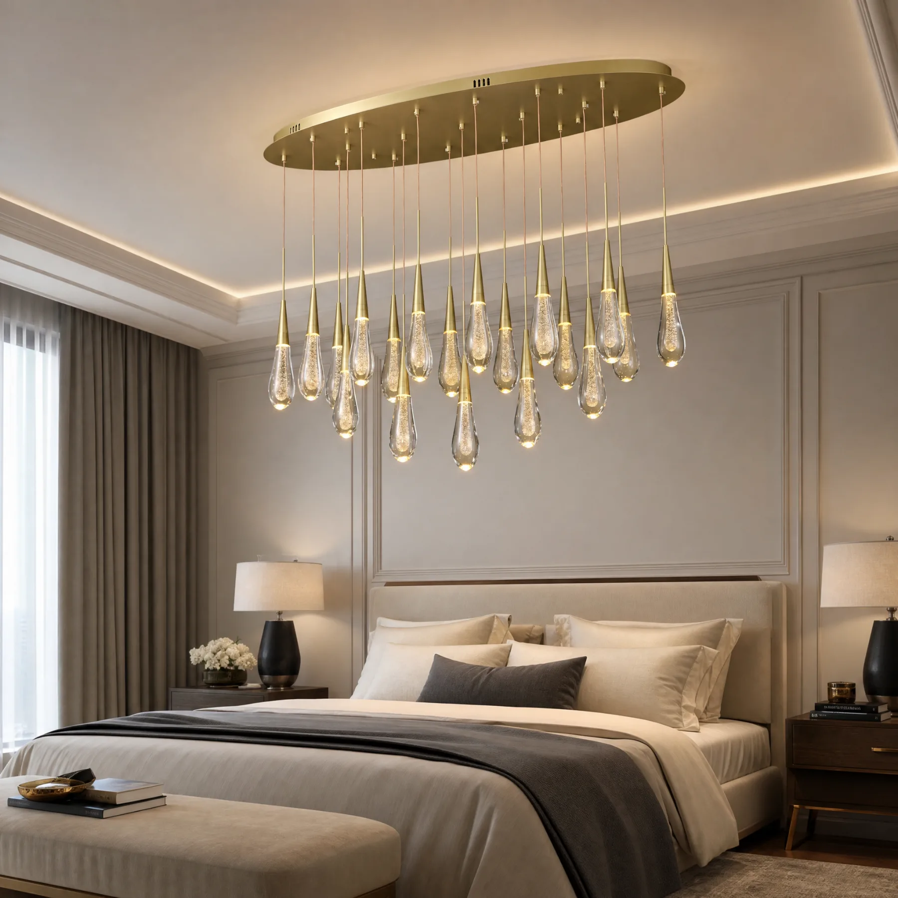 Gilded Raindrop Glass Chandelier image 4