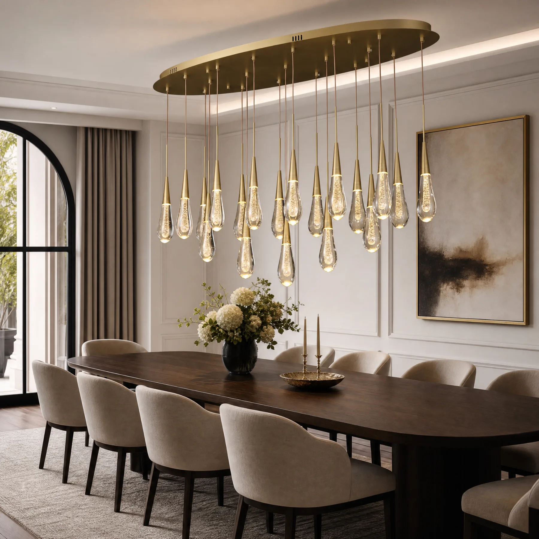 Gilded Raindrop Glass Chandelier image 5