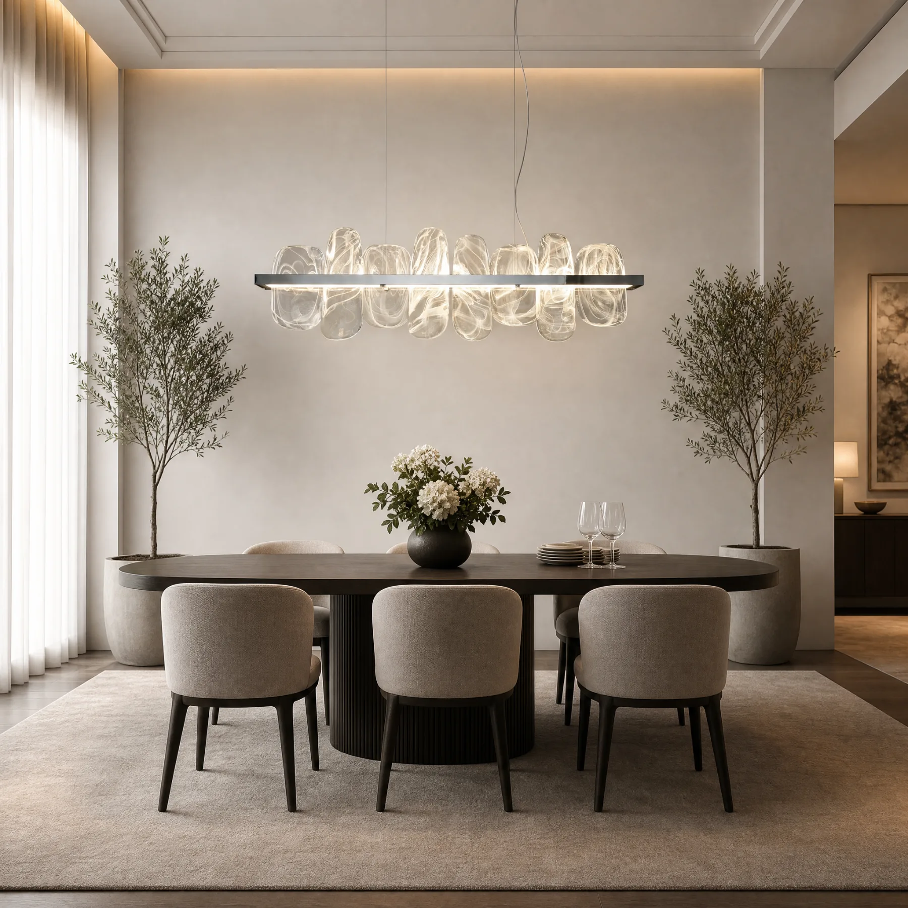 Luminous Ripple Glass Linear Pendant image 6