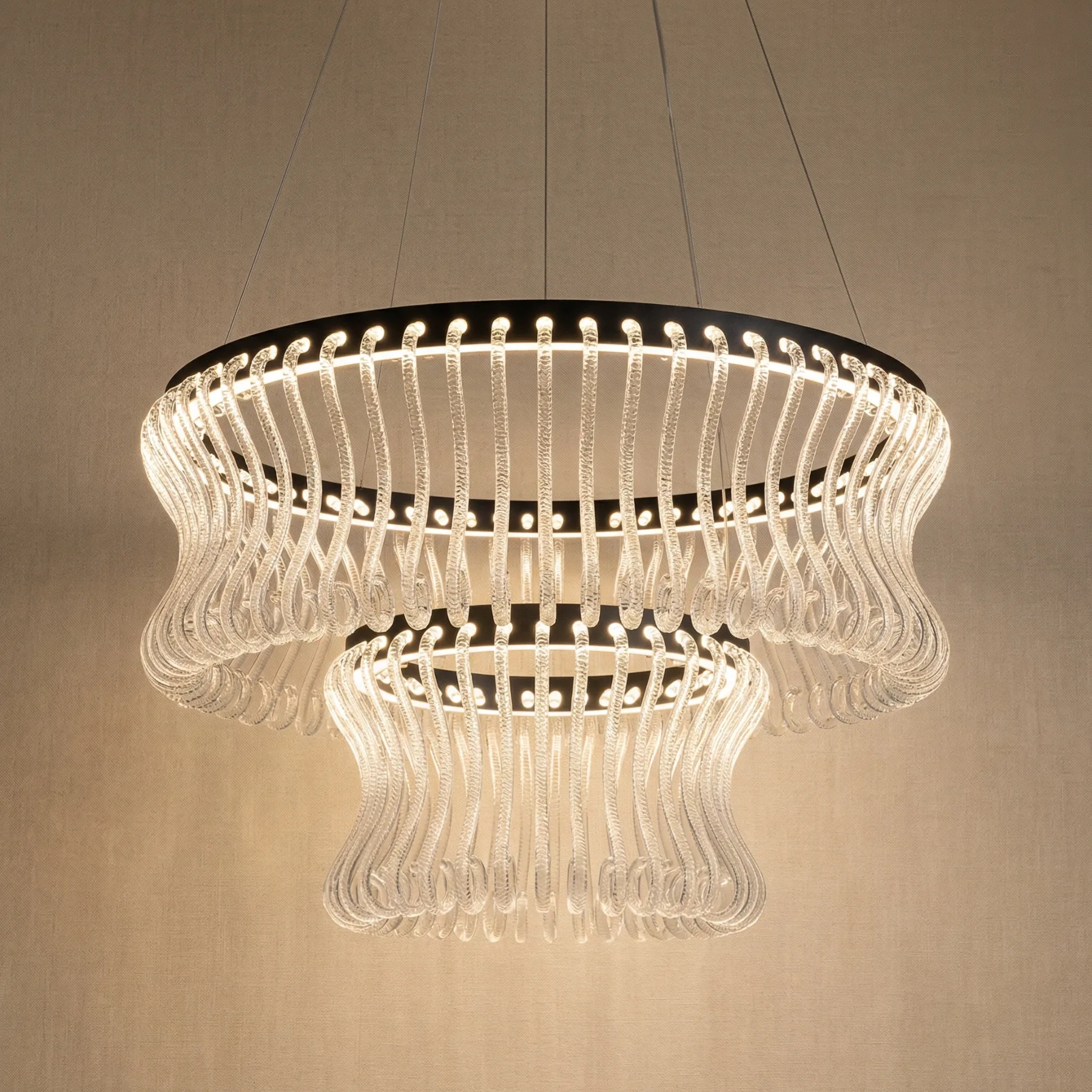 Luminous Crystal Wave Chandelier custom chandeliers