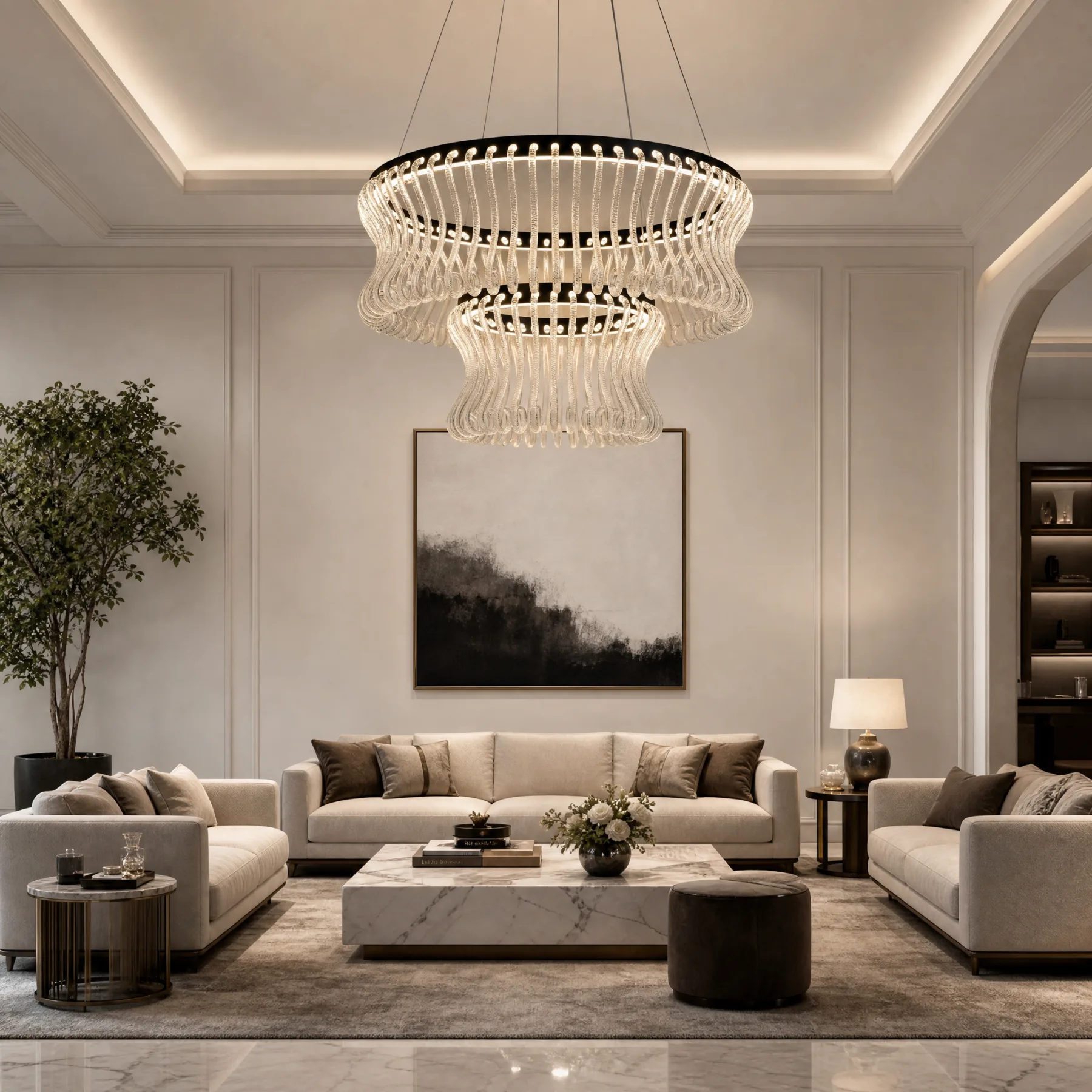 Luminous Crystal Wave Chandelier image 3