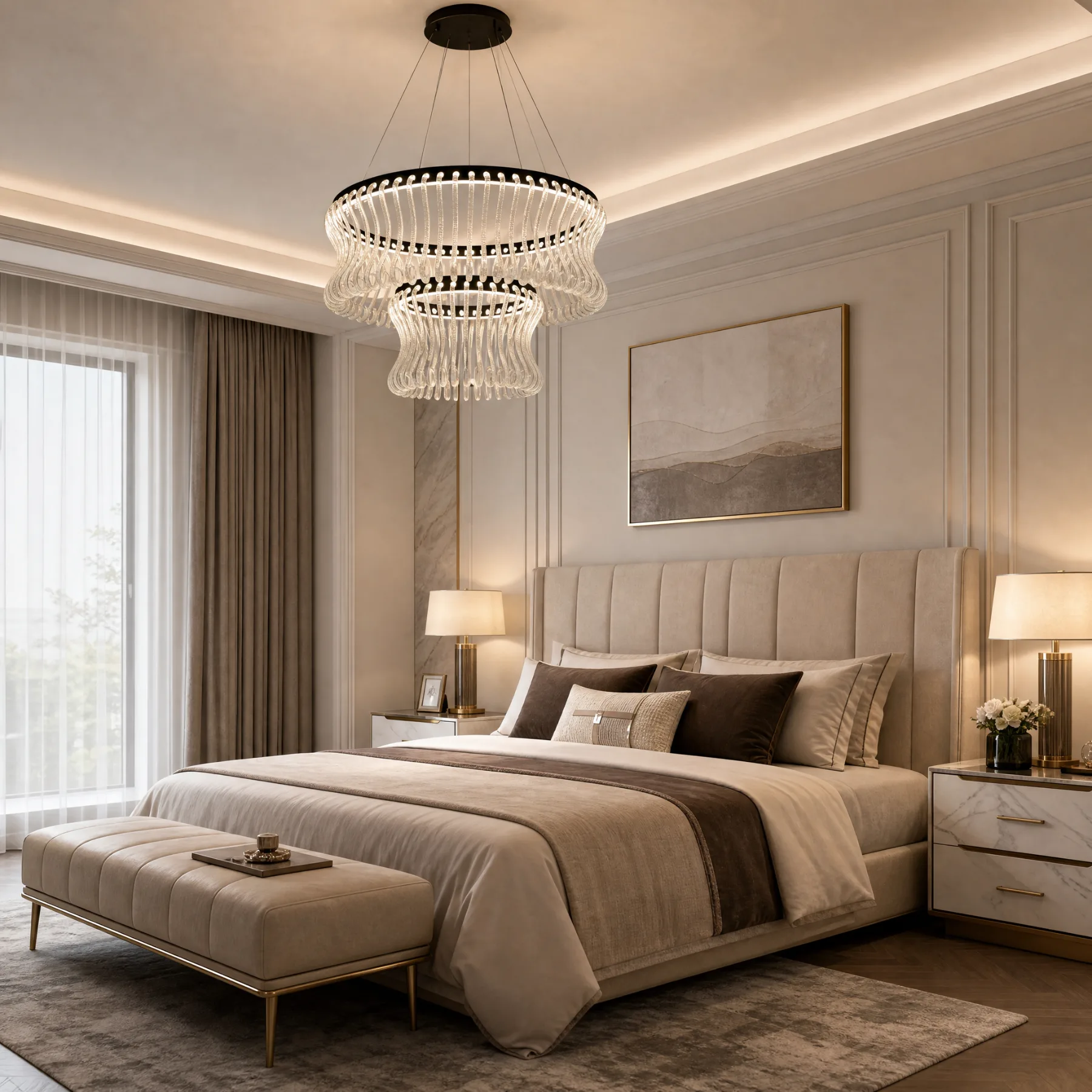 Luminous Crystal Wave Chandelier image 5