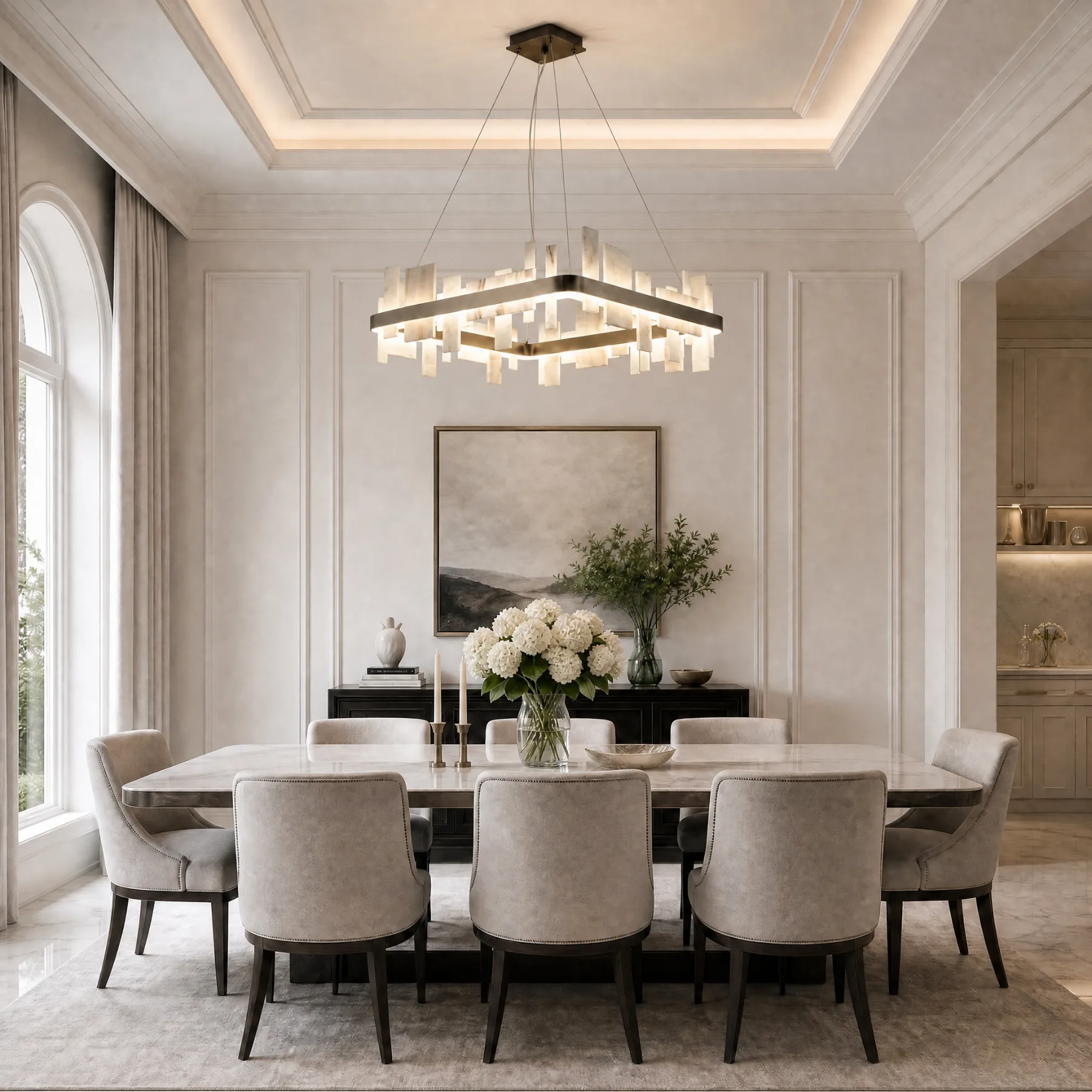 Architectural Alabaster Square Chandelier image 5