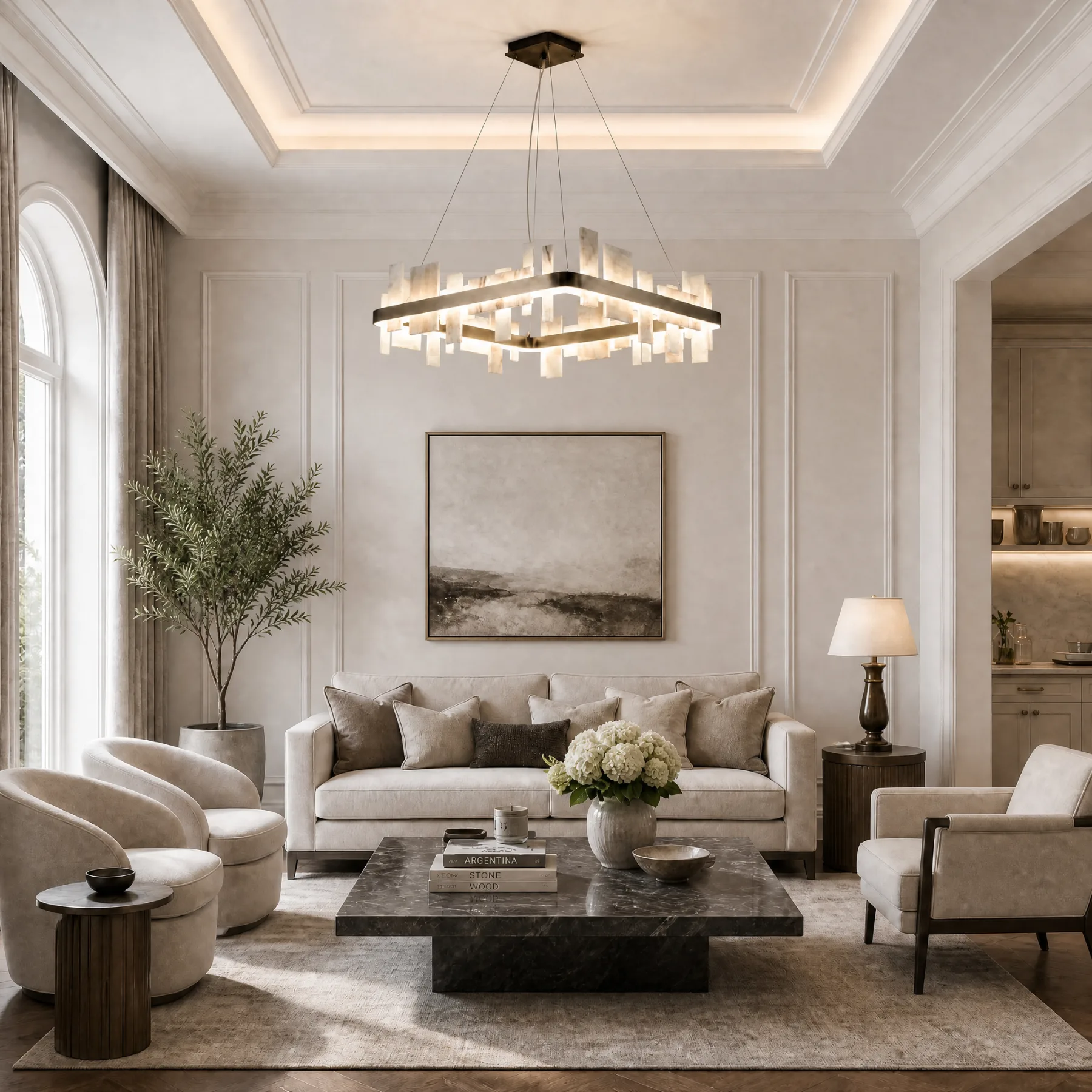 Architectural Alabaster Square Chandelier image 6