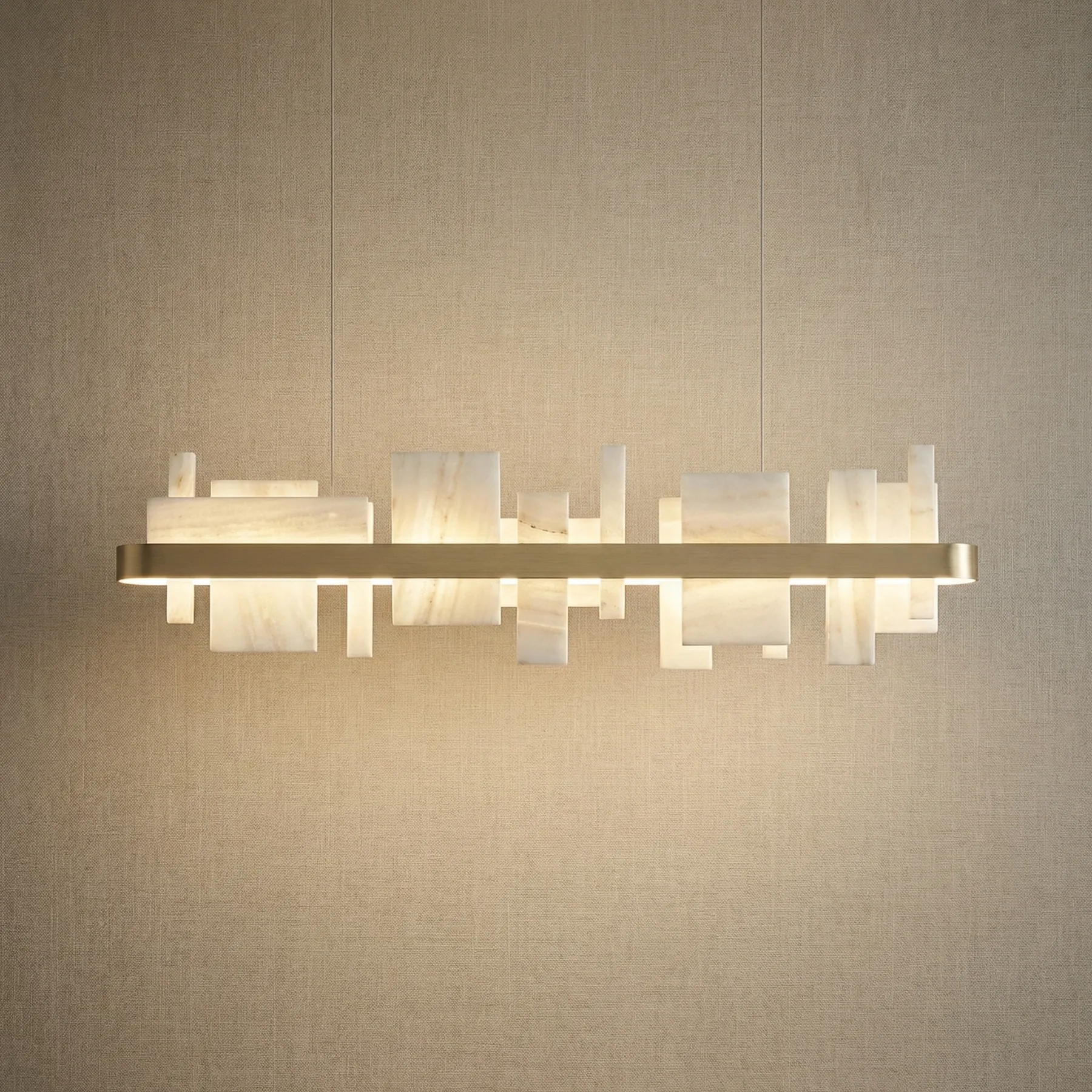Luminous Alabaster Linear Chandelier custom chandeliers