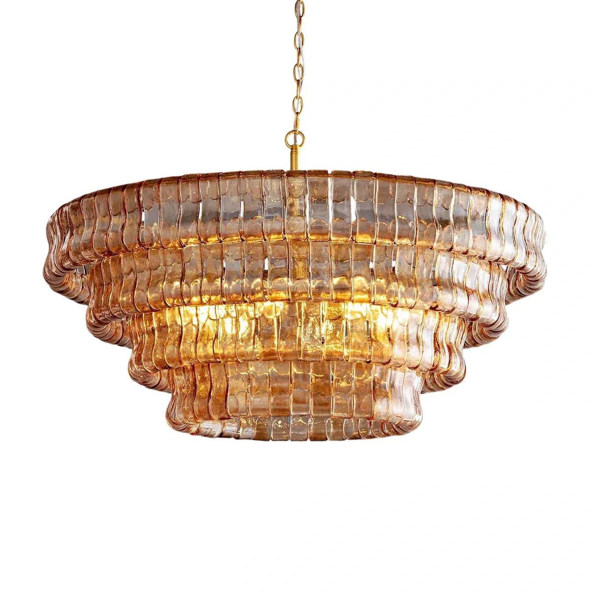 Amber Ribbed Glass Chandelier custom chandeliers