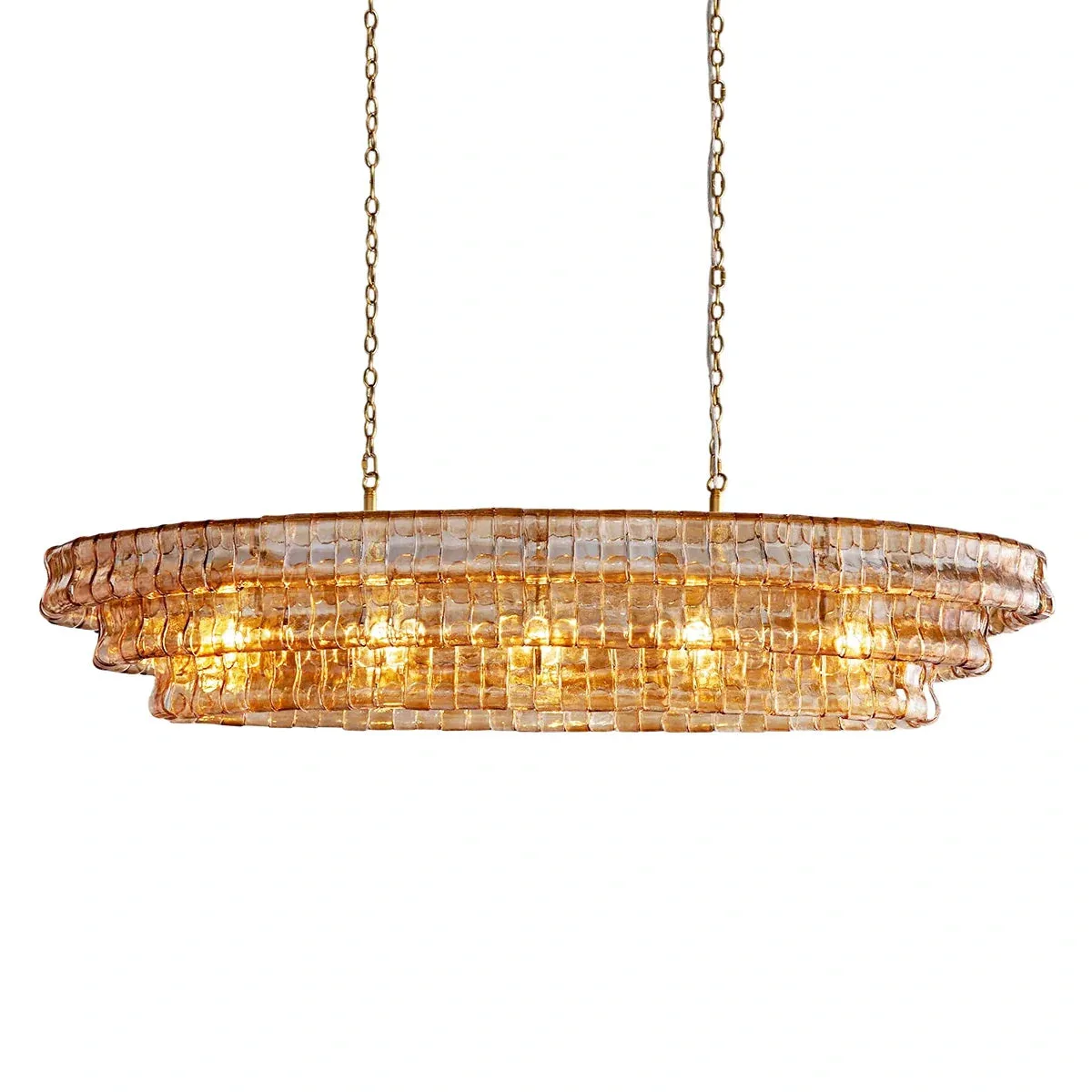 Amber Ribbed Glass Chandelier image 4