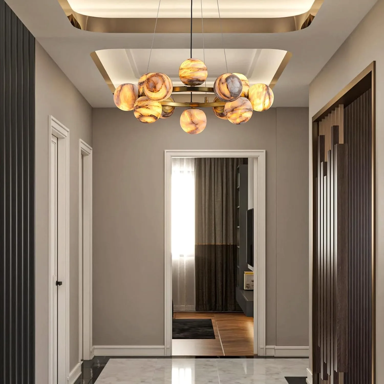 Auric Alabaster Orb Chandelier image 2