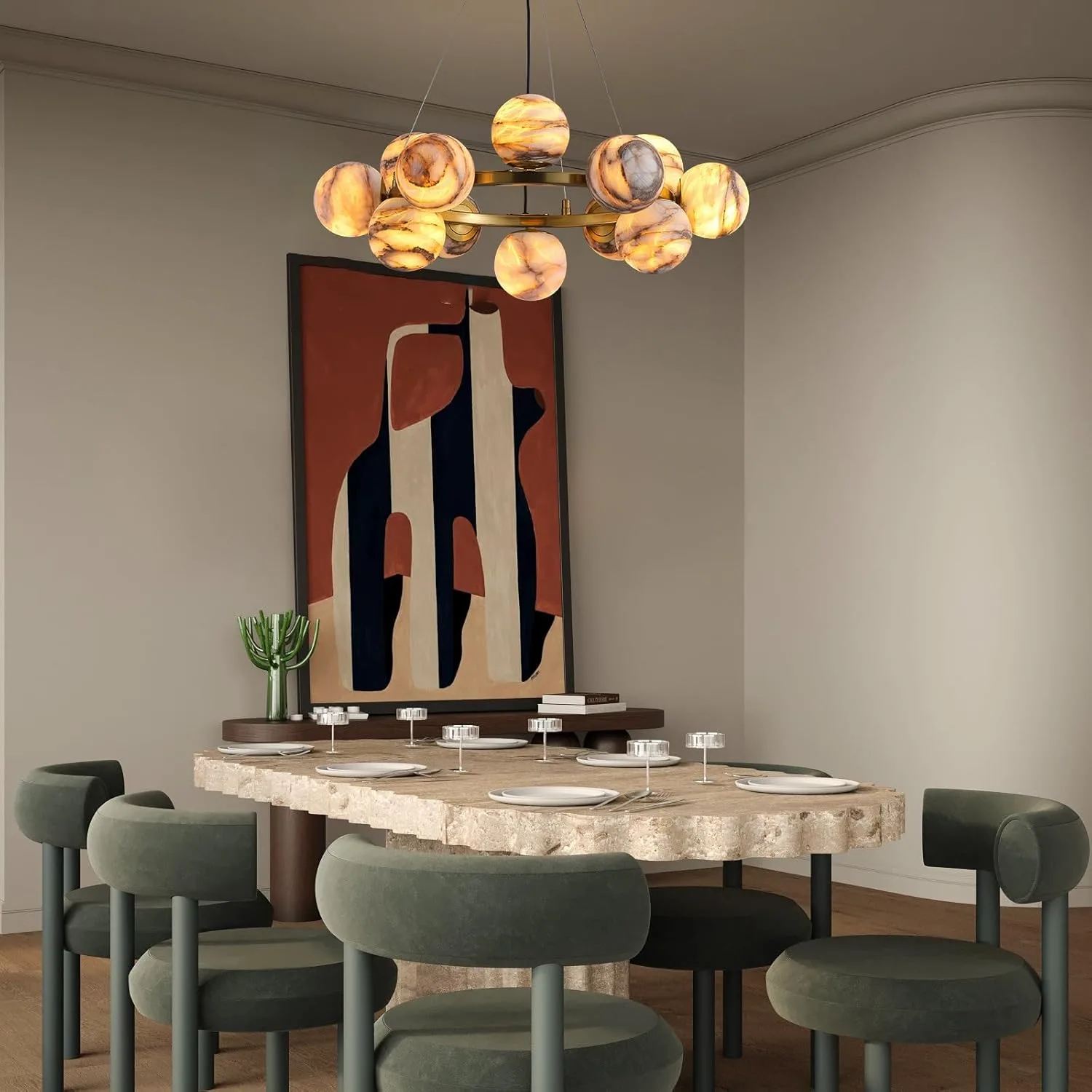 Auric Alabaster Orb Chandelier image 5