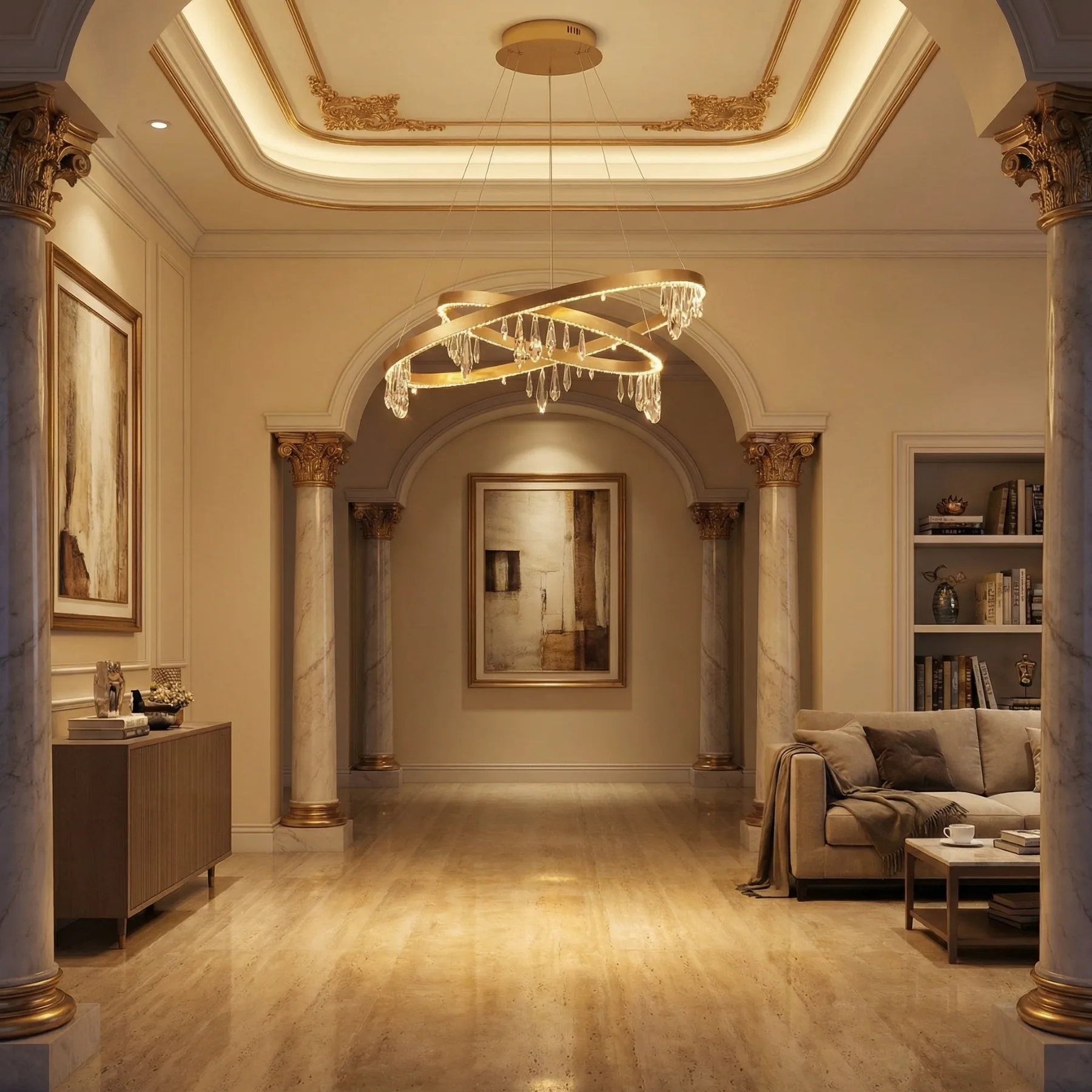 Gilded Ribbon Crystal Chandelier image 2