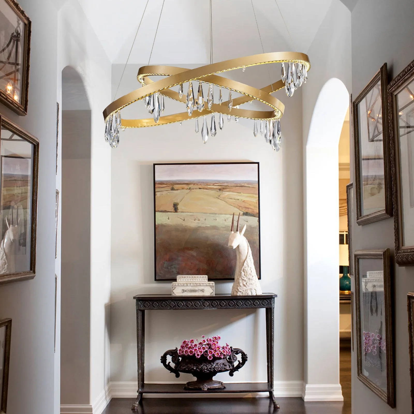 Gilded Ribbon Crystal Chandelier image 3