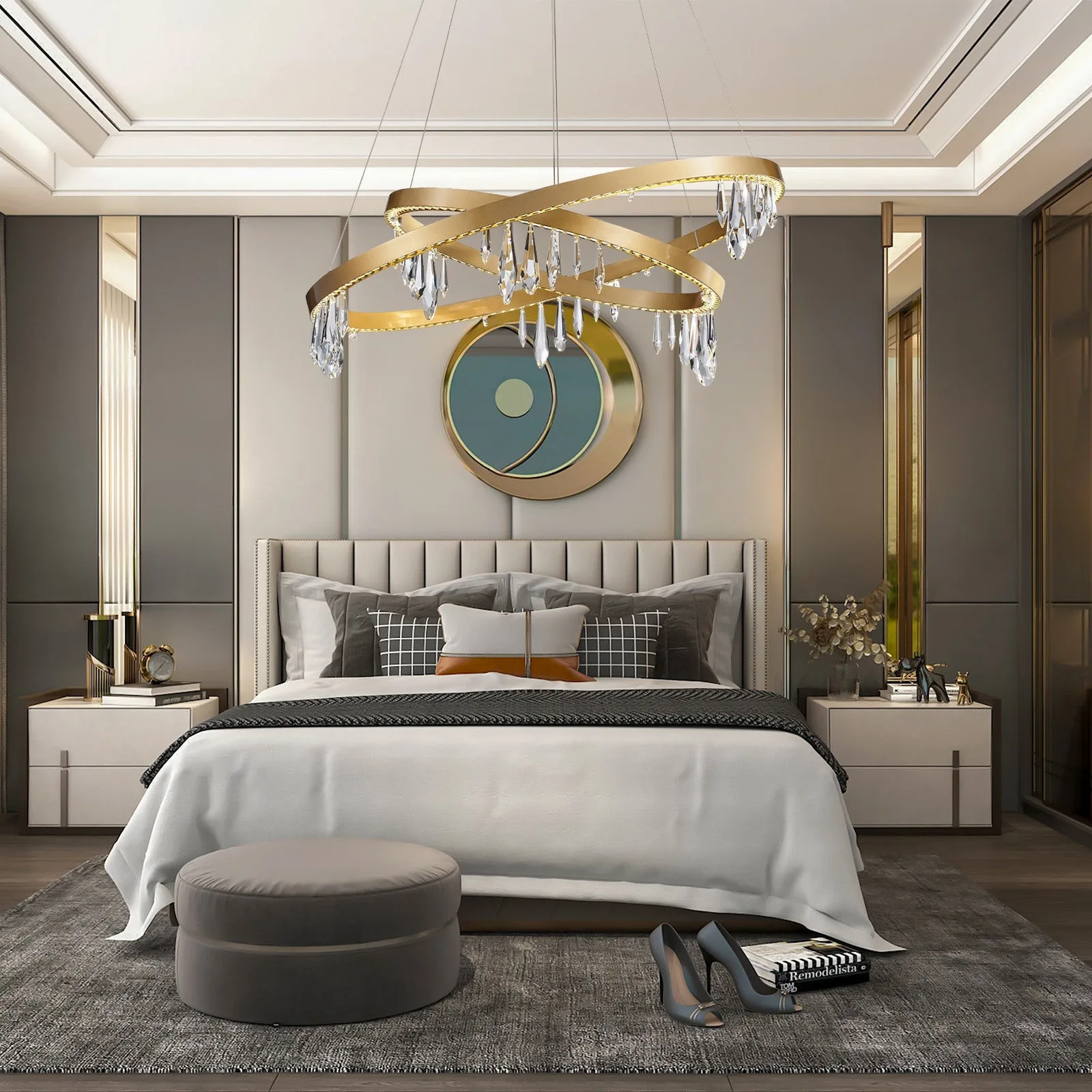 Gilded Ribbon Crystal Chandelier image 4