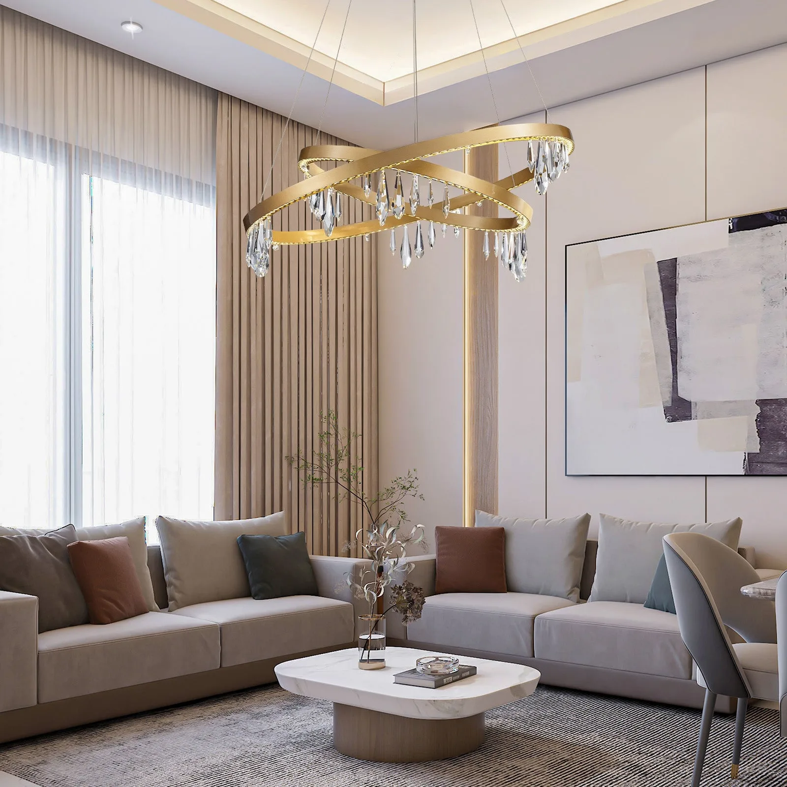 Gilded Ribbon Crystal Chandelier image 6