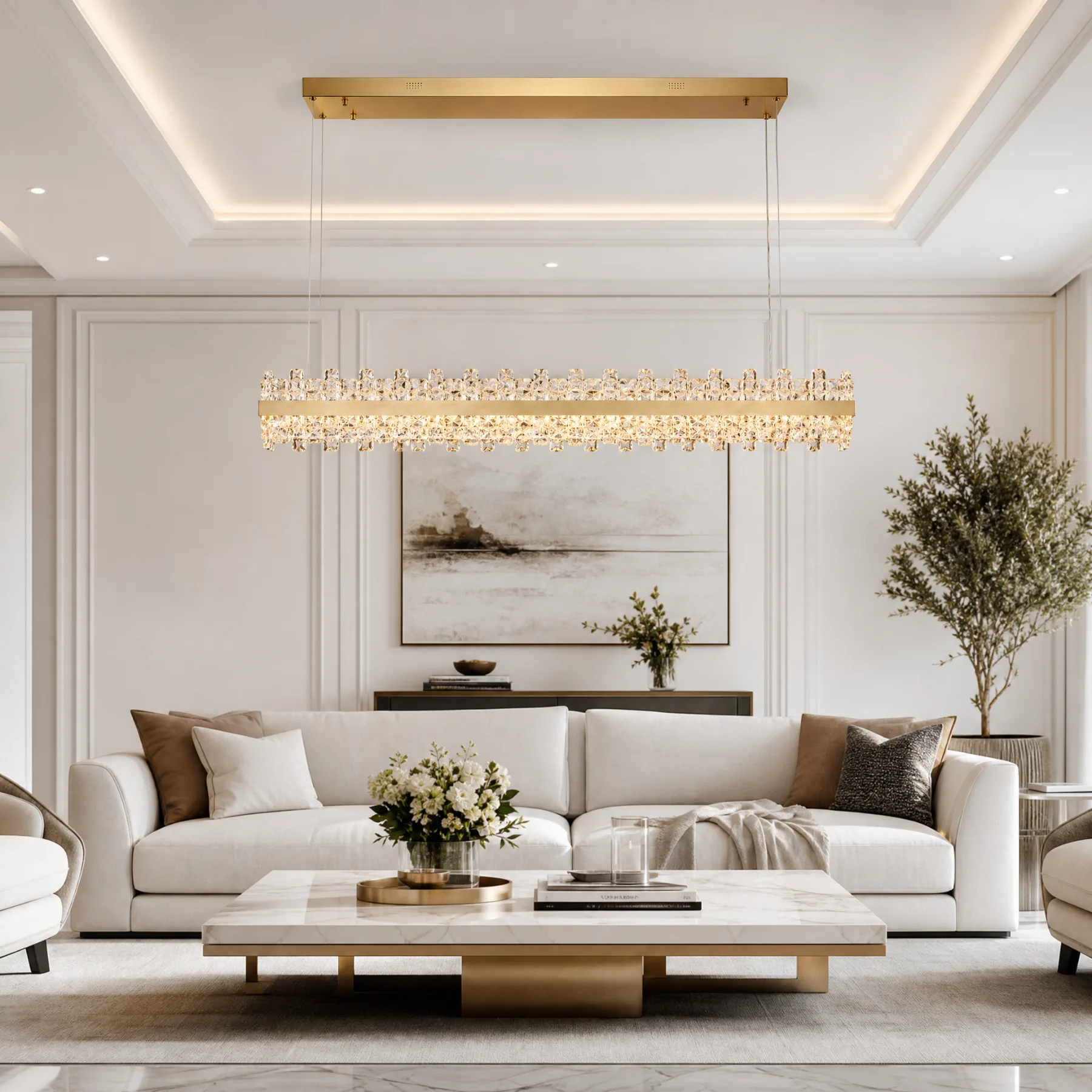 Gilded Crystal Linear Chandelier image 3