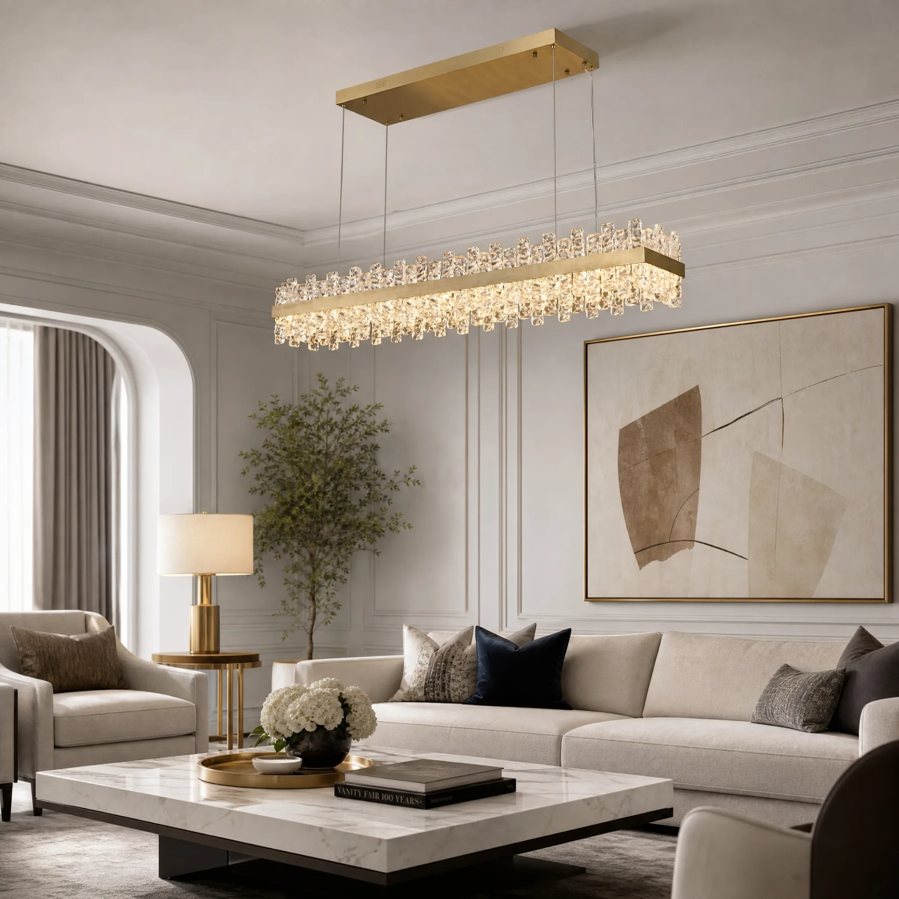 Gilded Crystal Linear Chandelier image 4