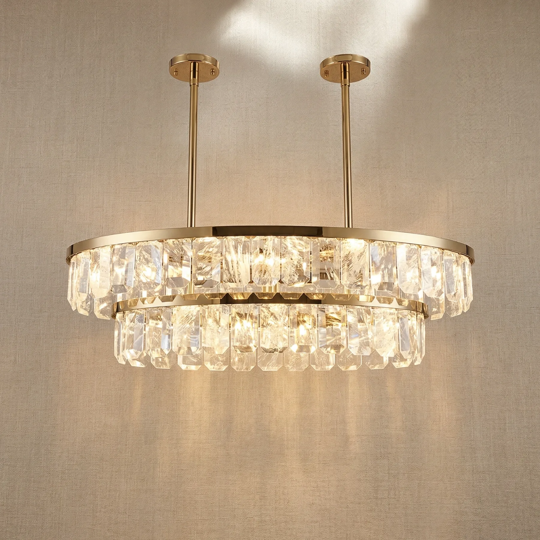 Gilded Crystal Island Chandelier custom chandeliers