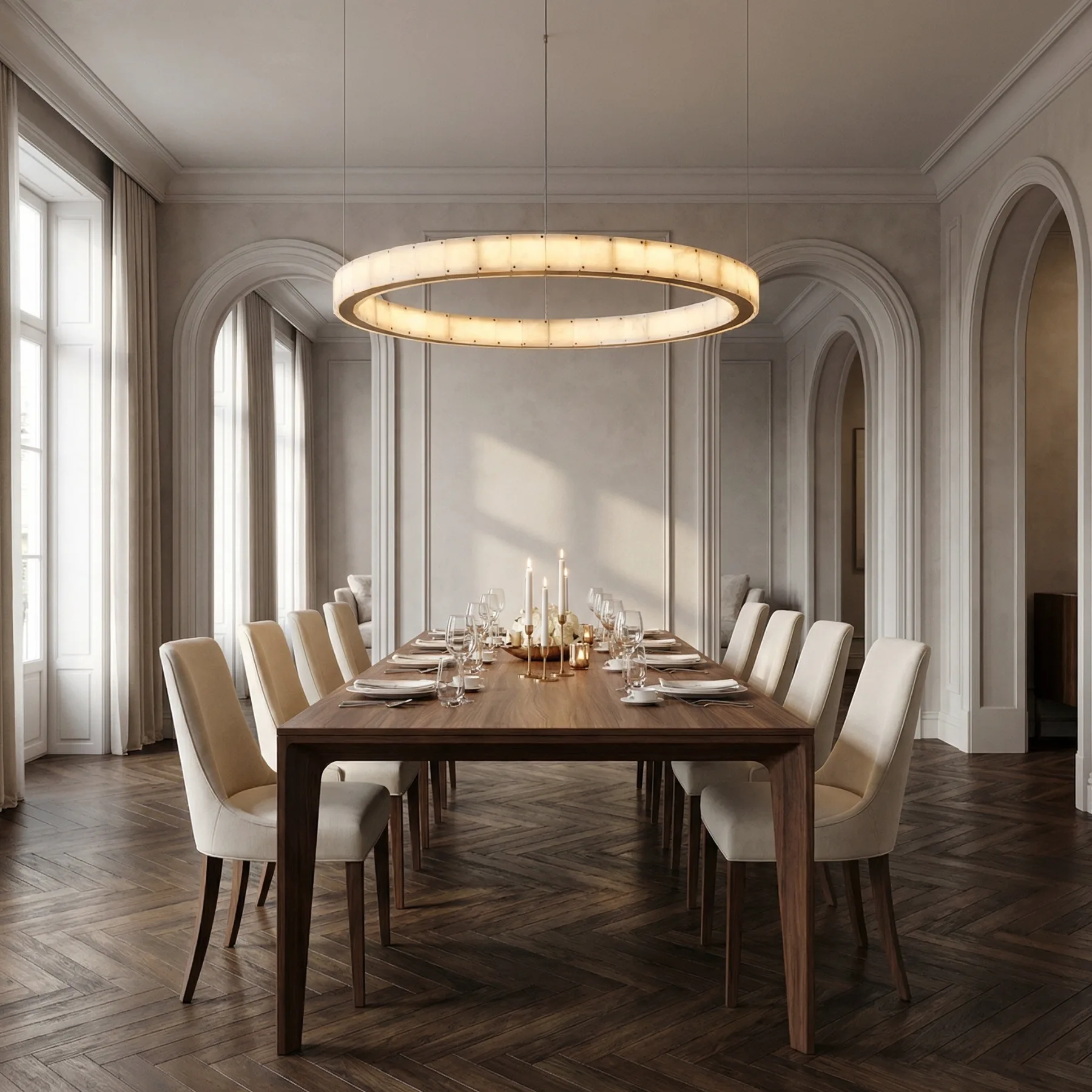 Luminous Alabaster Ring Chandelier image 2