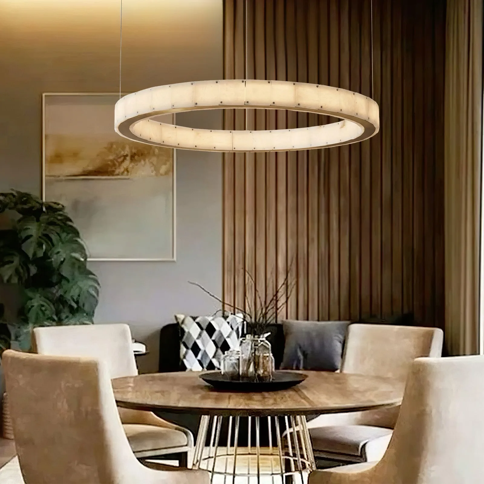 Luminous Alabaster Ring Chandelier image 4