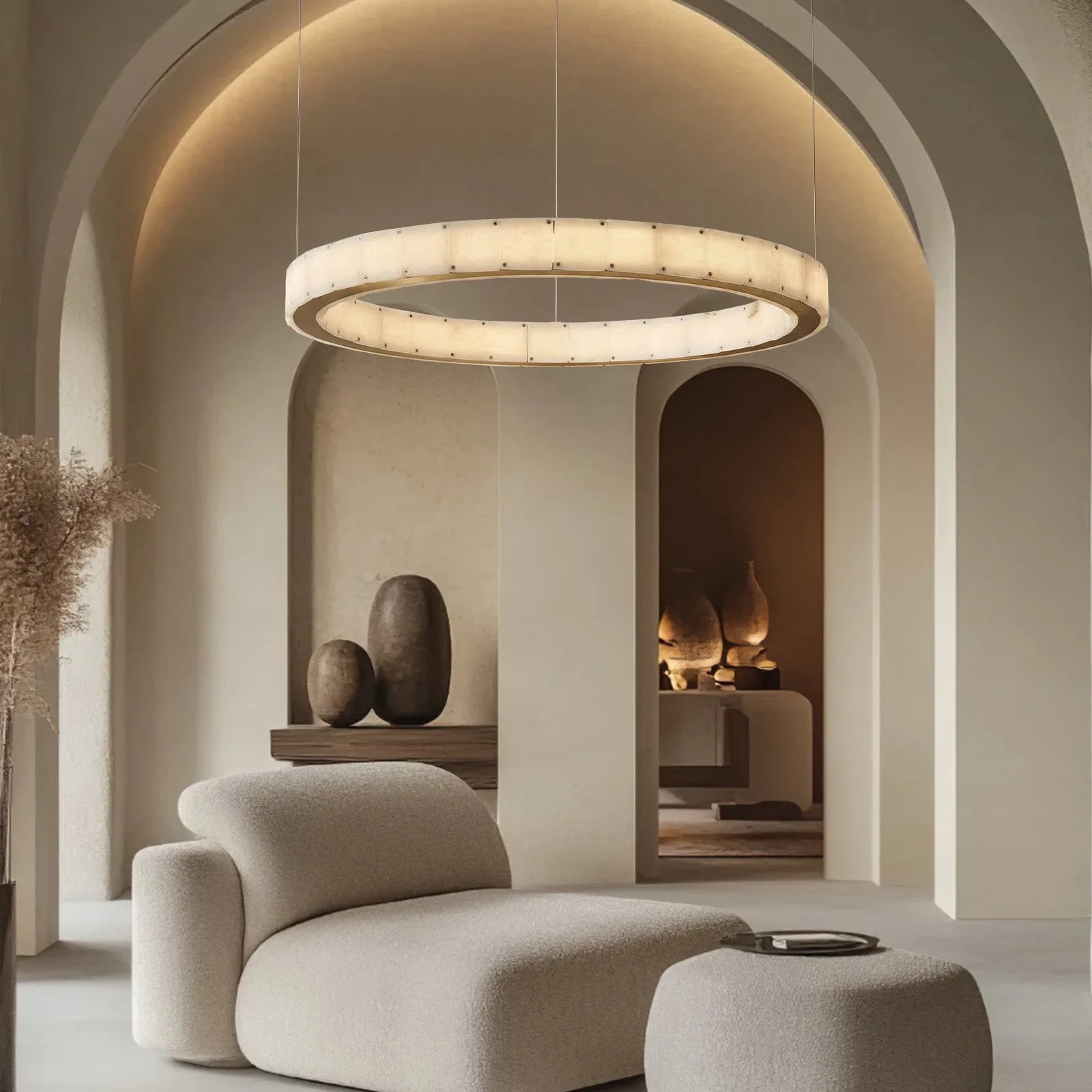Luminous Alabaster Ring Chandelier image 5
